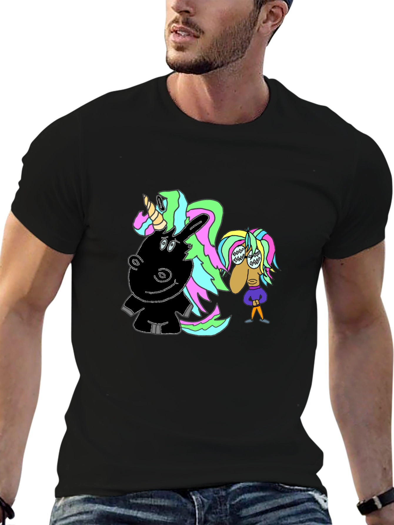 Unicorn & Character Graphic T-Shirt