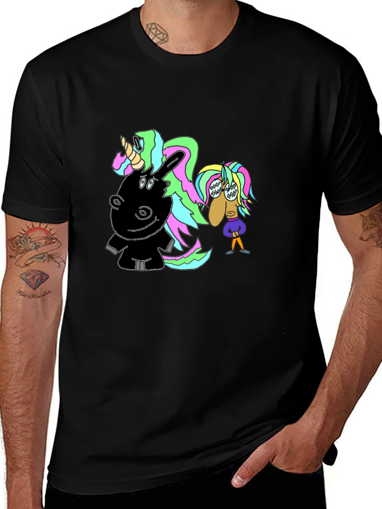 Unicorn & Character Graphic T-Shirt