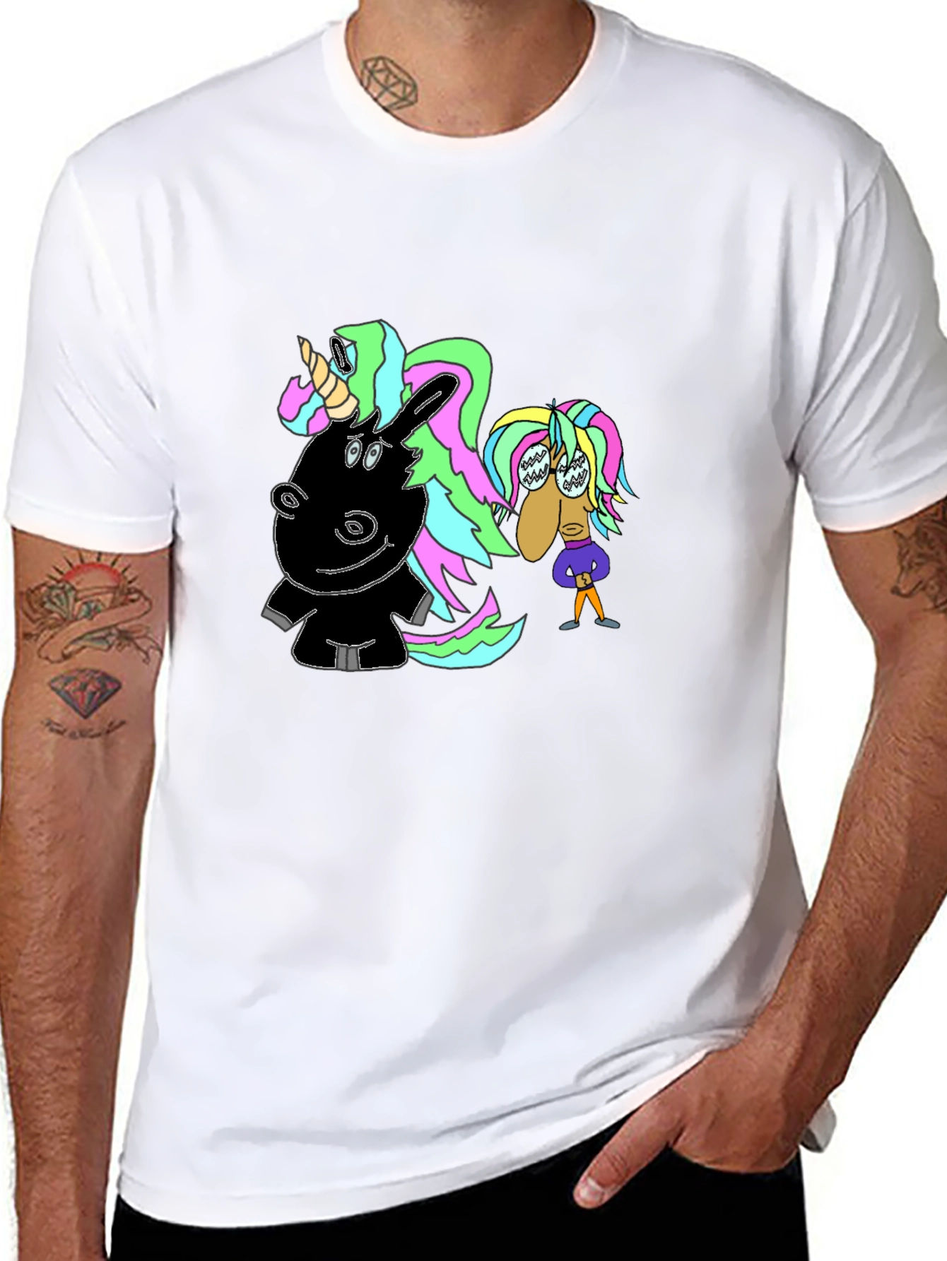 Unicorn & Character Graphic T-Shirt