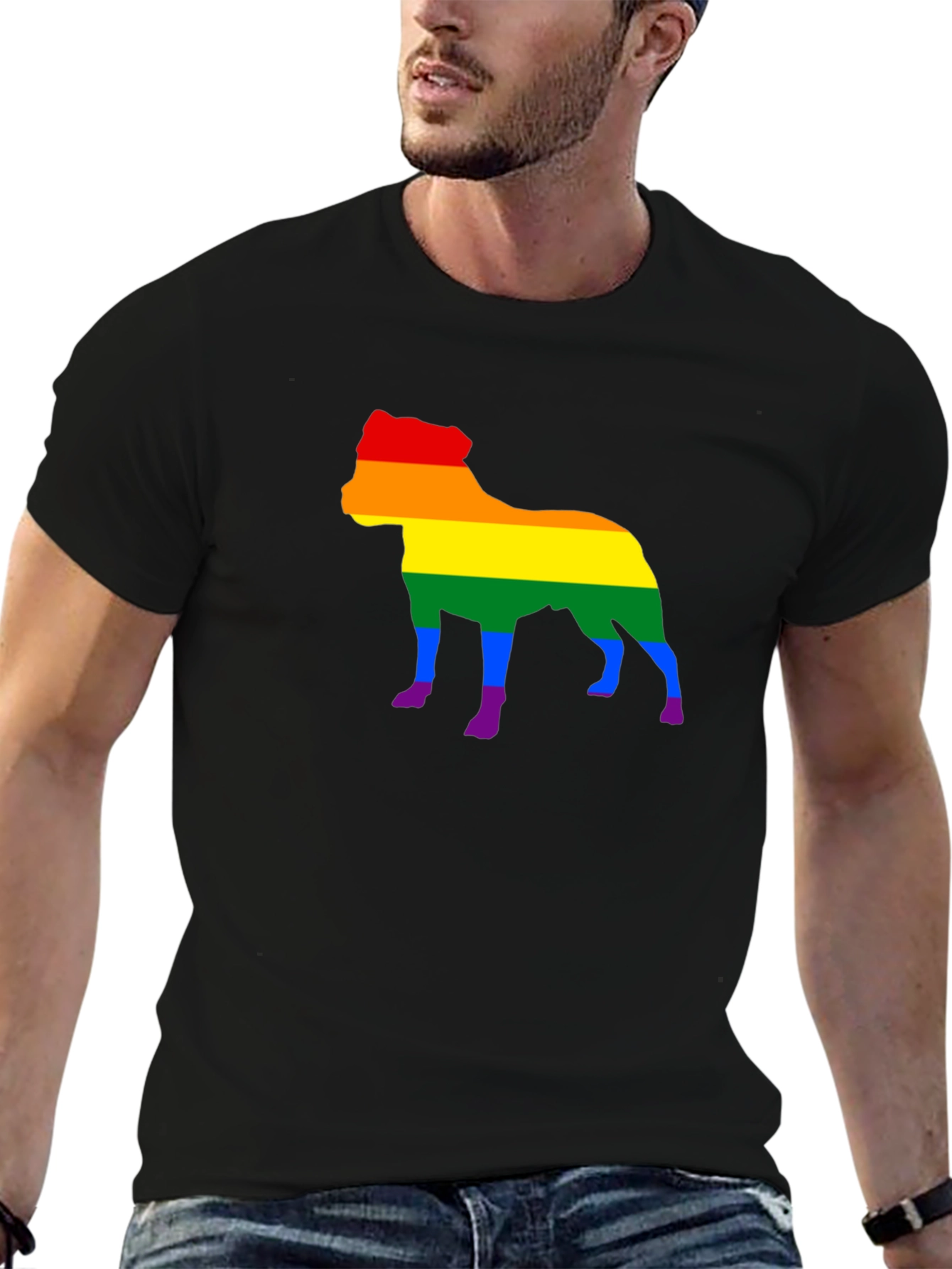 Pride Dog Graphic Tee - Black Cotton Blend Shirt