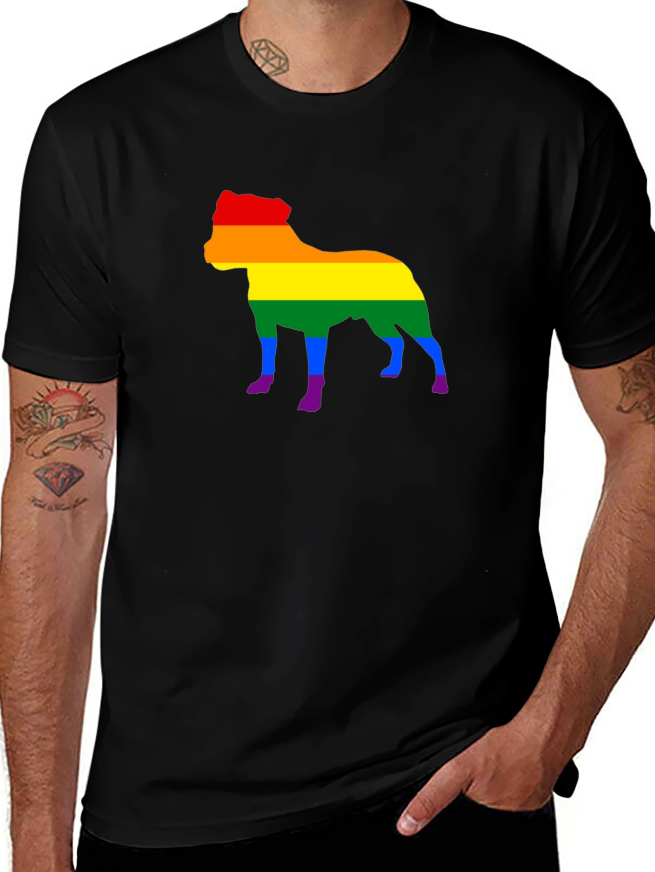 Pride Dog Graphic Tee - Black Cotton Blend Shirt