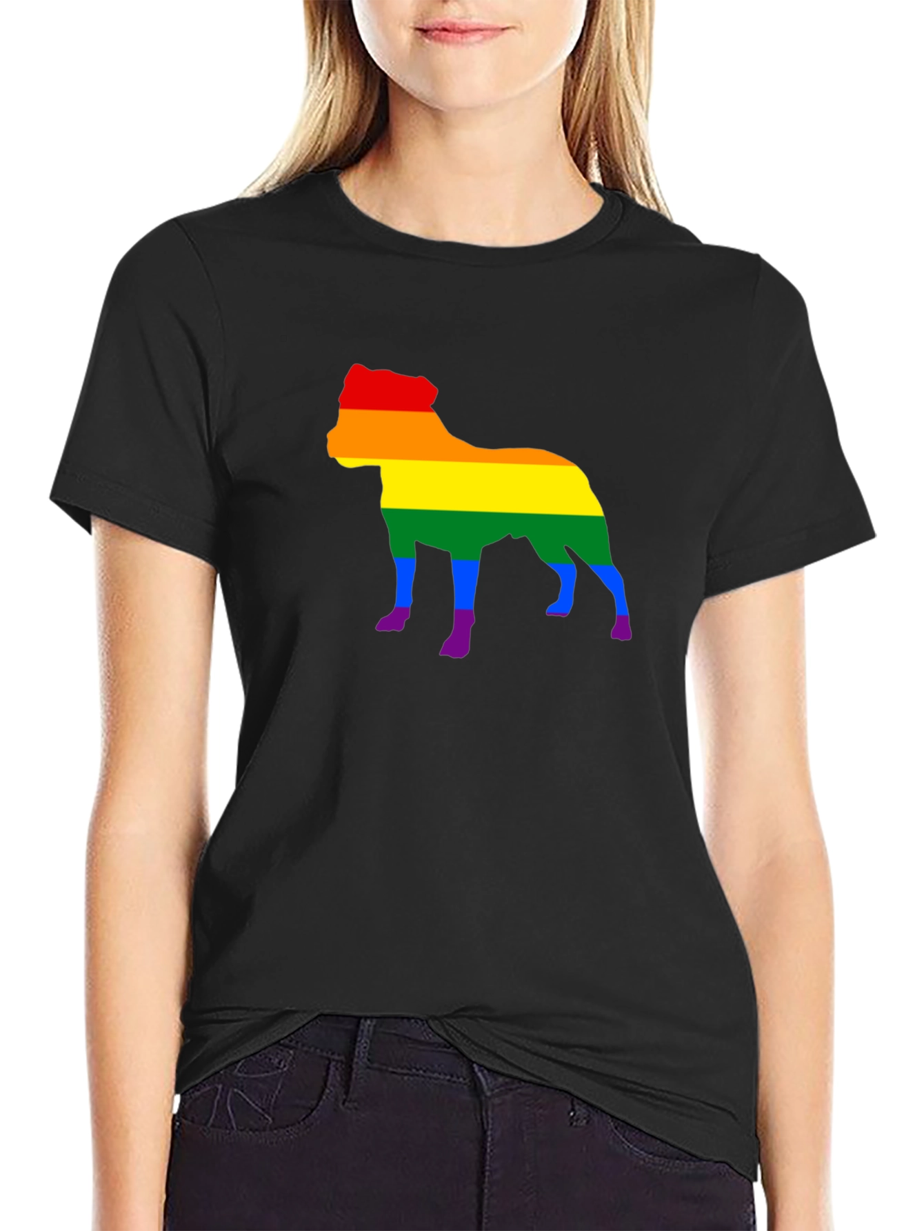 Pride Dog Graphic Tee - Black Cotton Blend Shirt
