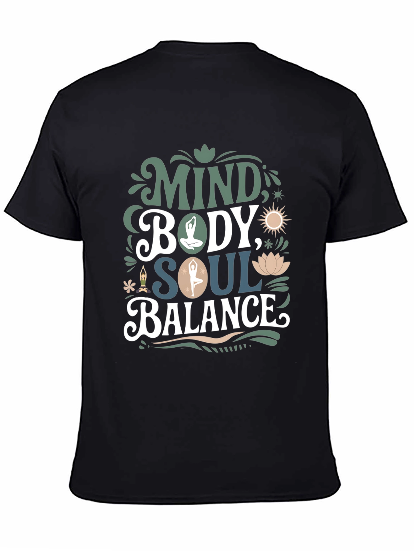Mind Body Soul Balance T-Shirt - Mens Black Tee