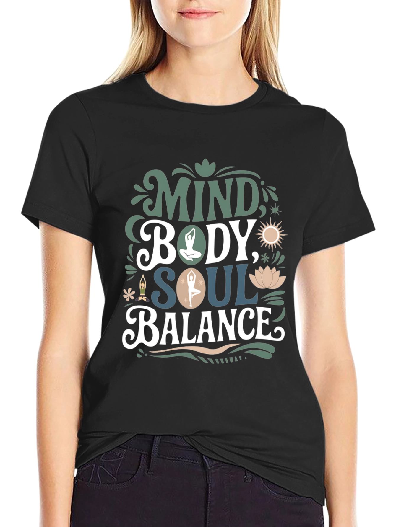 Mind Body Soul Balance T-Shirt - Mens Black Tee