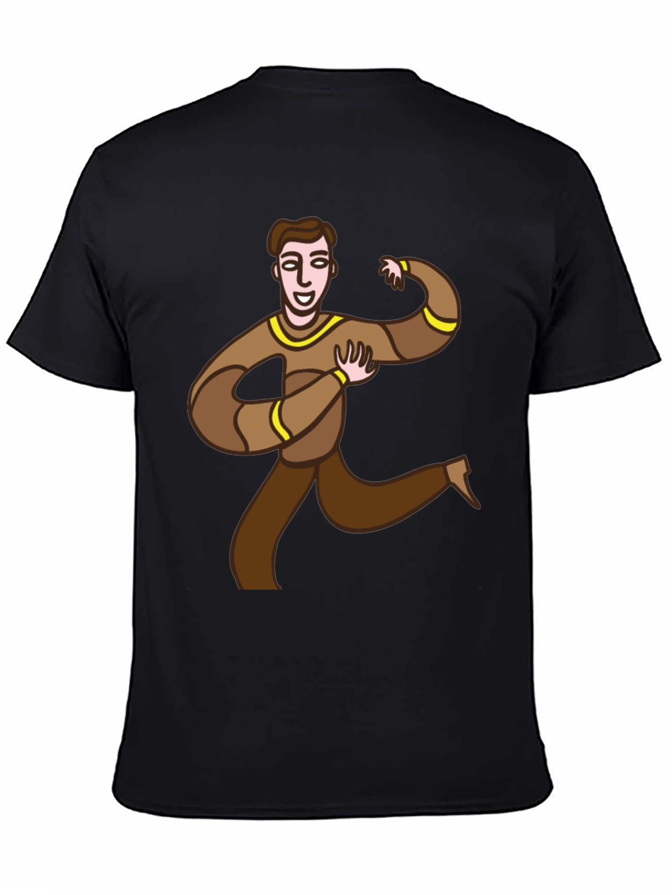 Fun Cartoon Man Graphic Tee - Black Casual T-Shirt