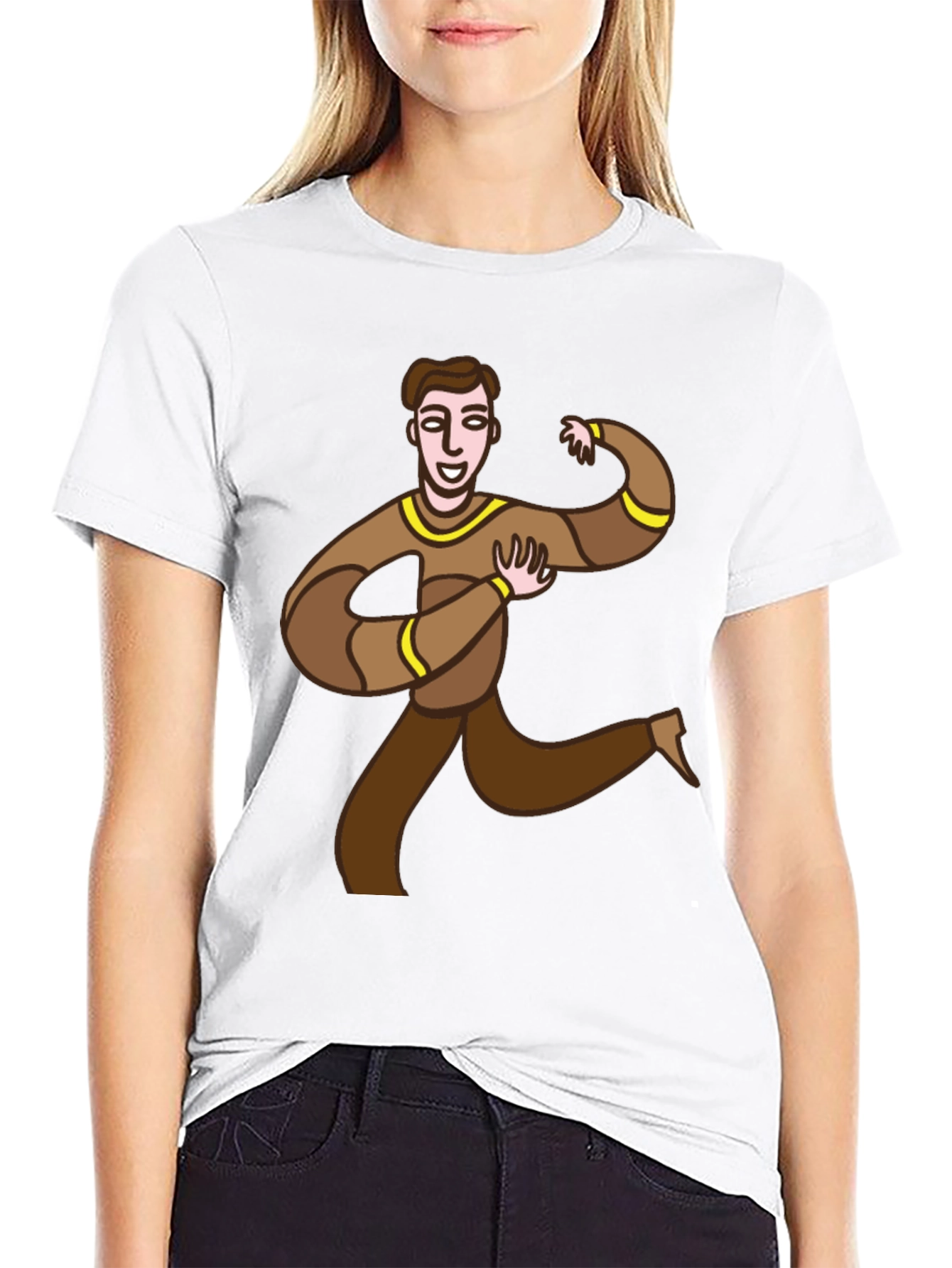 Fun Cartoon Man Graphic Tee - Black Casual T-Shirt