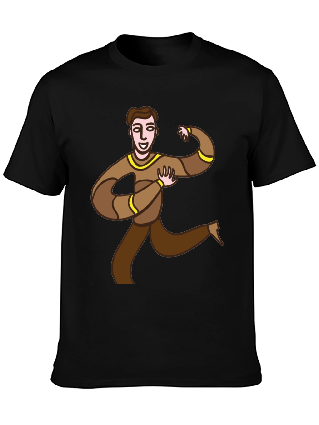 Fun Cartoon Man Graphic Tee - Black Casual T-Shirt