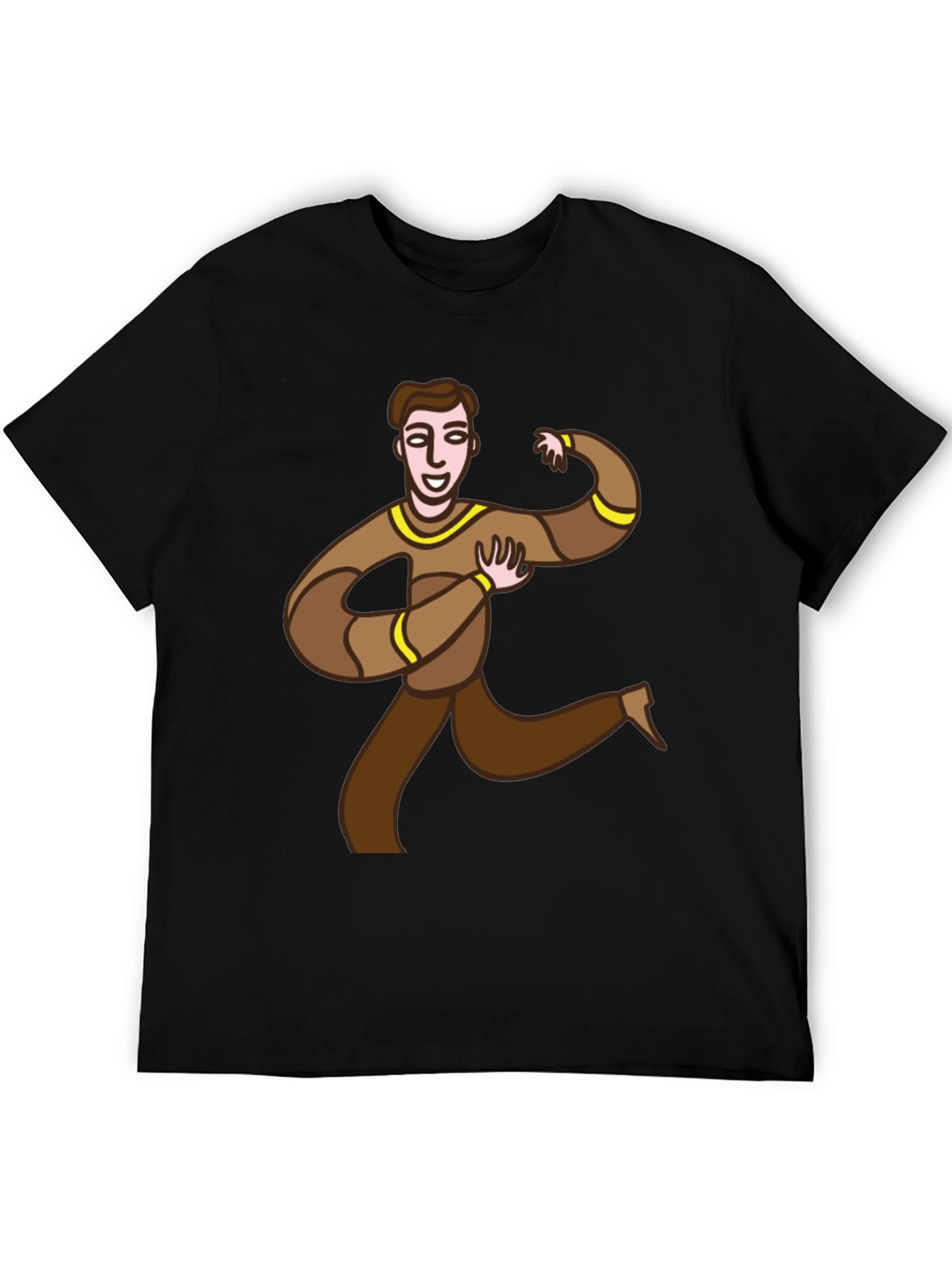 Fun Cartoon Man Graphic Tee - Black Casual T-Shirt