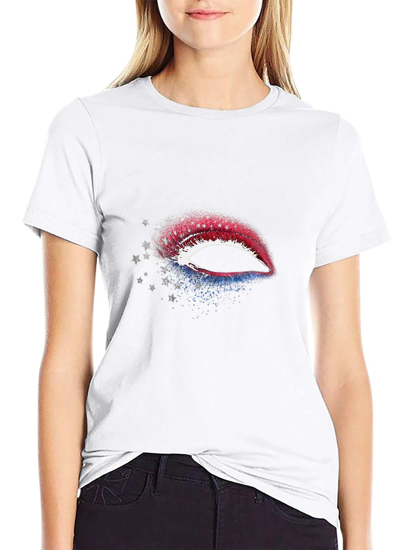Patriotic Lips T-Shirt - USA Flag Graphic Tee