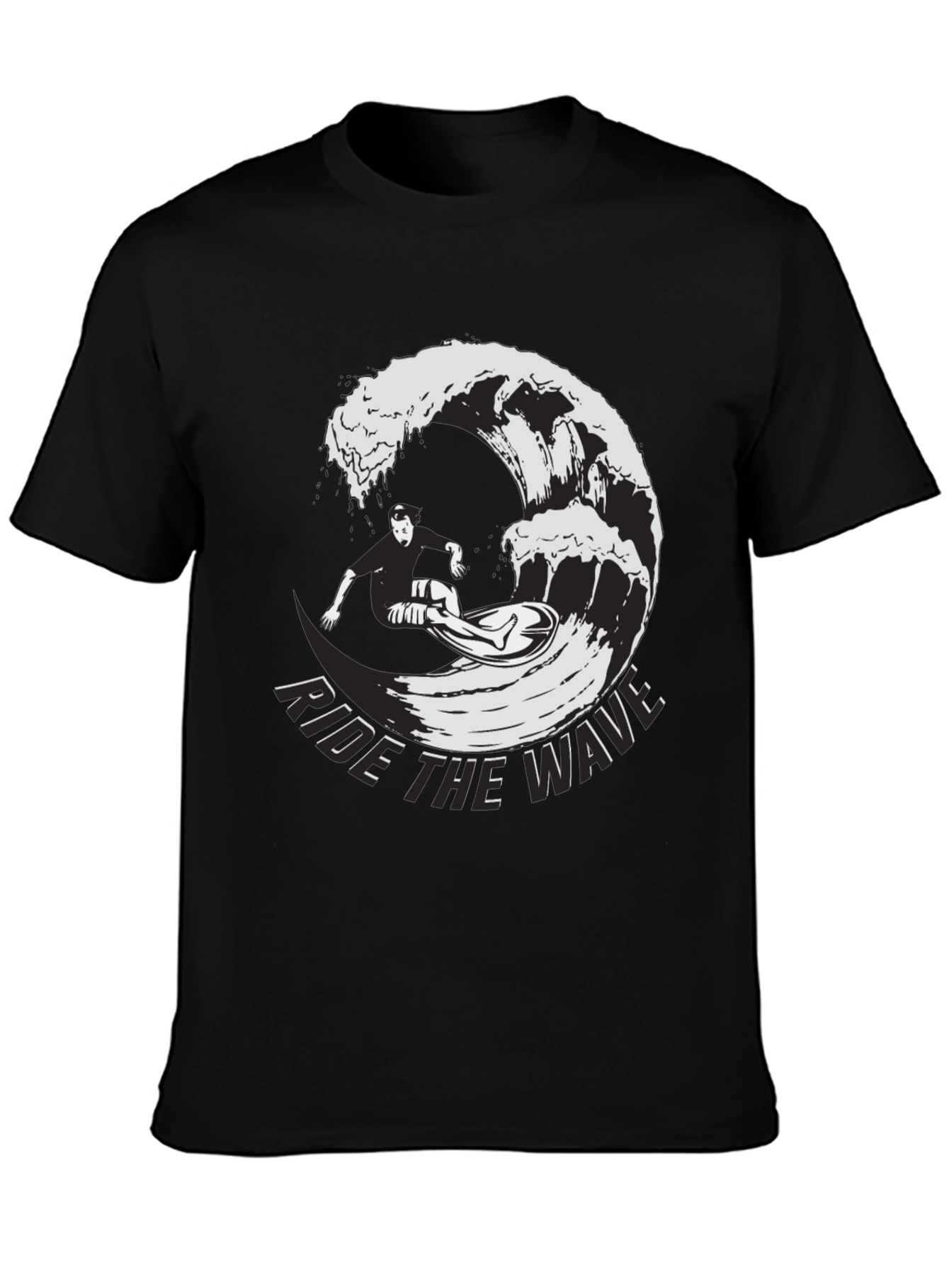 Ride The Wave Black Graphic T-Shirt