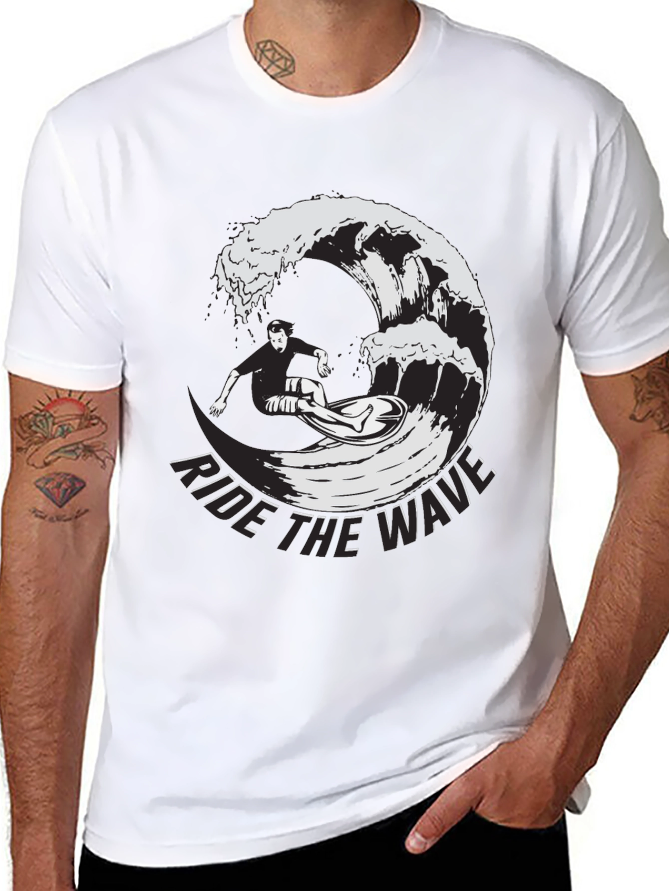Ride The Wave Black Graphic T-Shirt