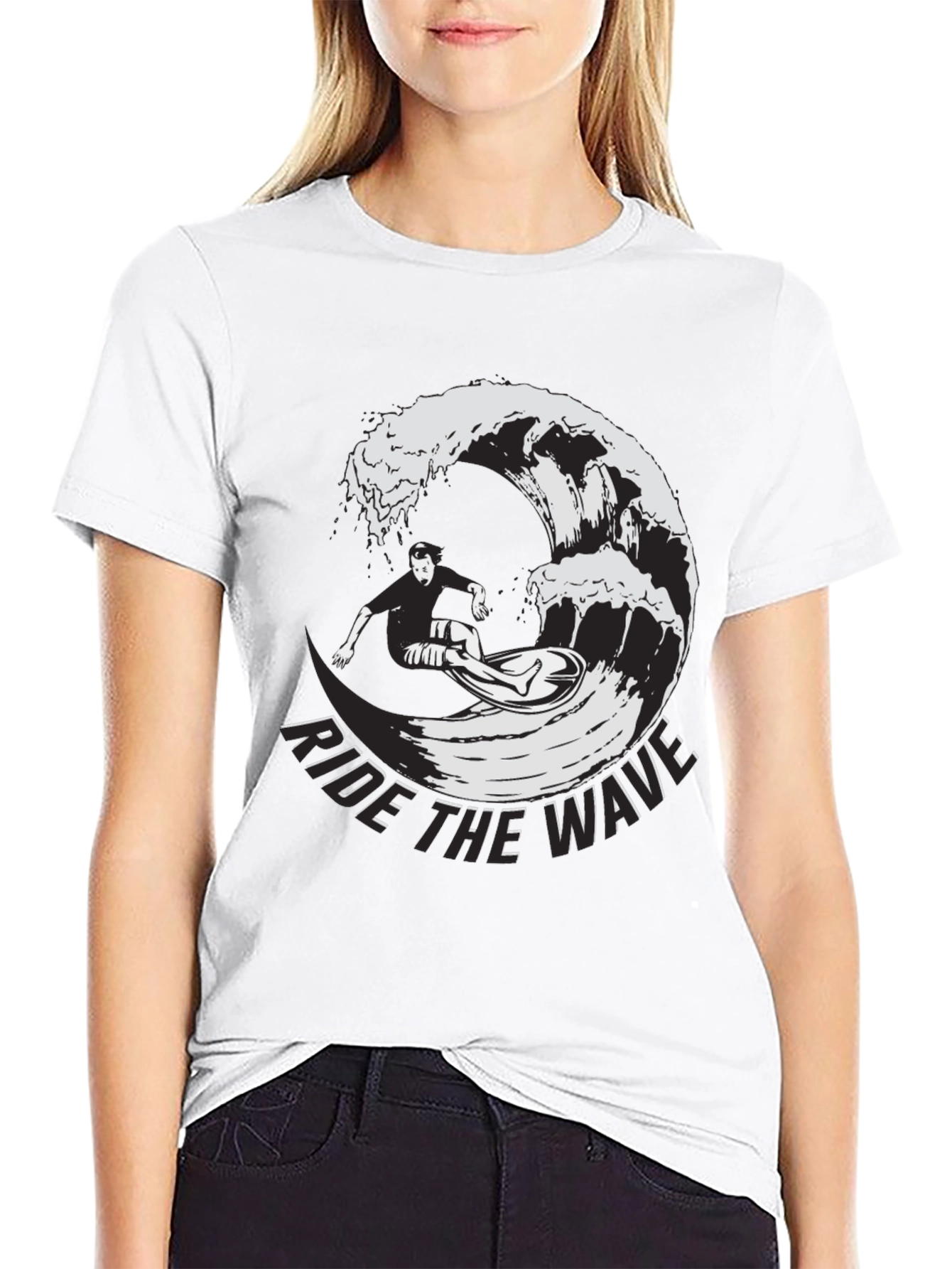 Ride The Wave Black Graphic T-Shirt
