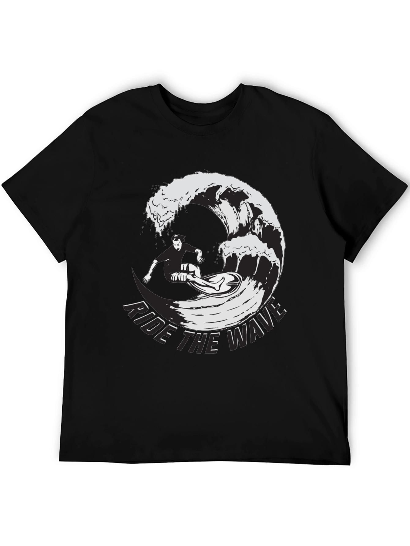 Ride The Wave Black Graphic T-Shirt