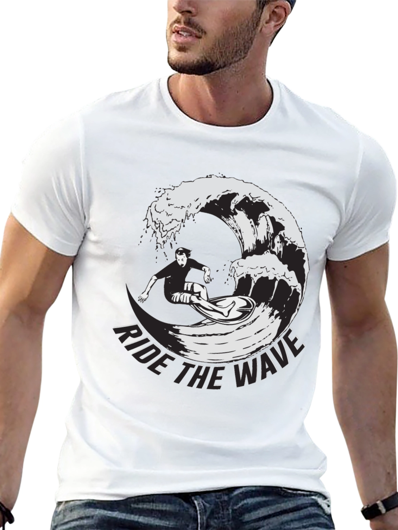 Ride The Wave Black Graphic T-Shirt