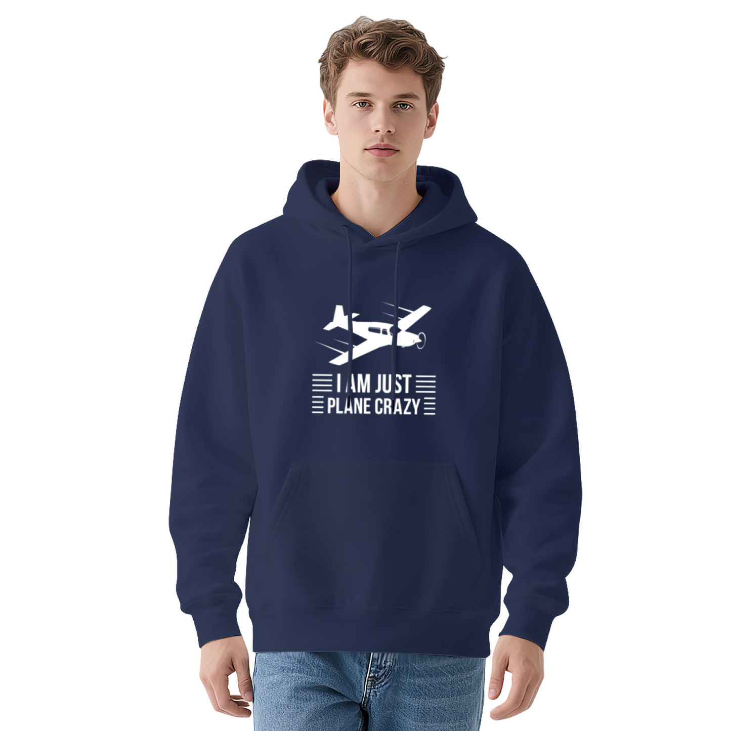 Airplane Lover I Am Just Plane Crazy Graphic Hoodie, Soft & Comfortable Daily Pullover