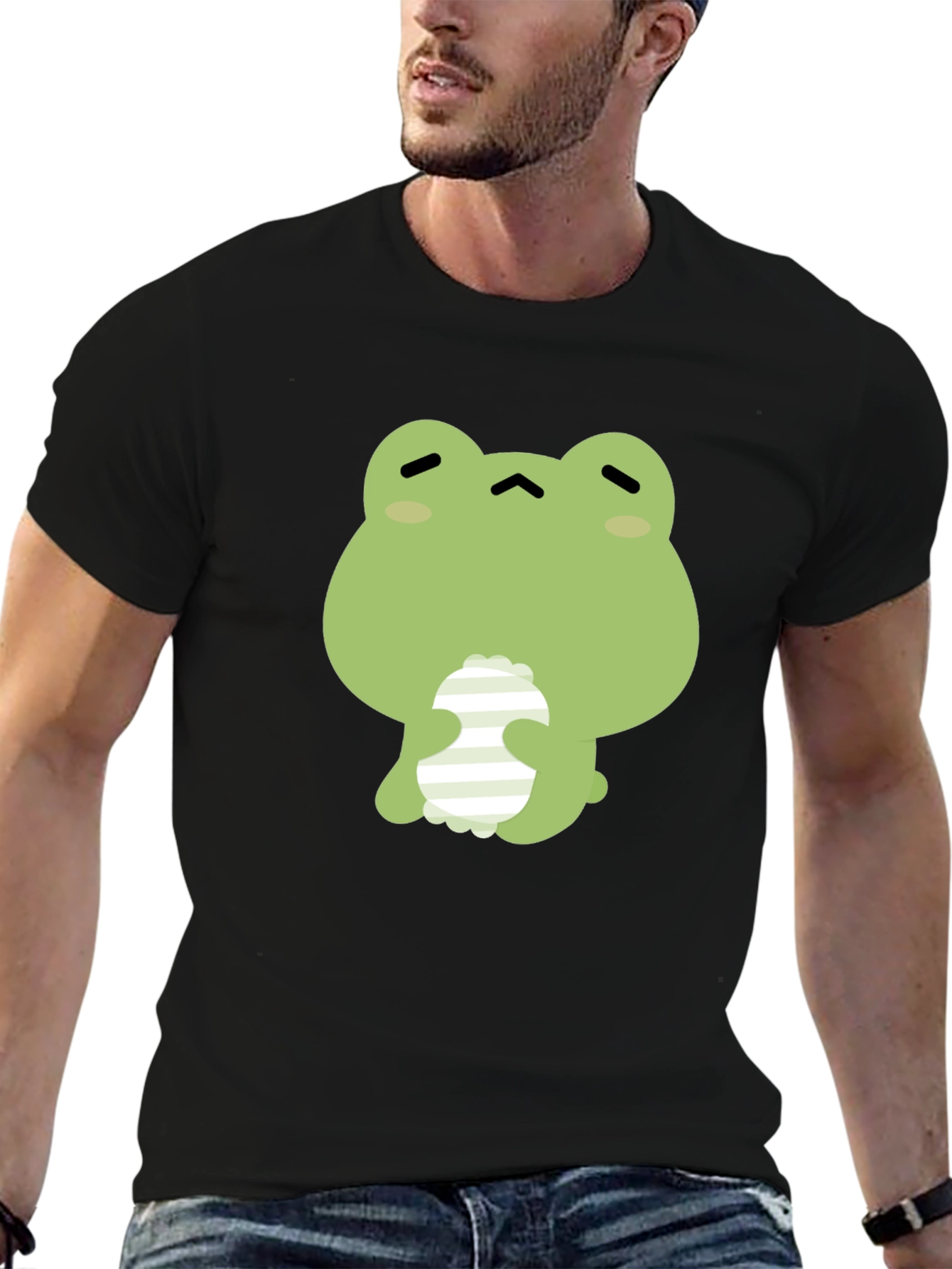 Frog Graphic Print Black T-Shirt