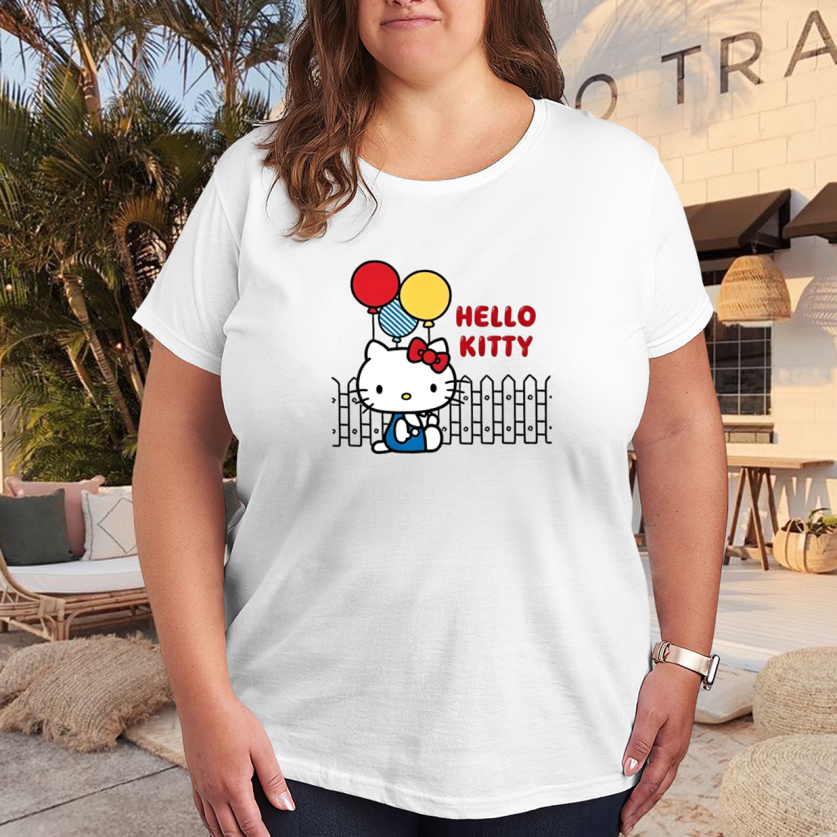 Balloon Party Hello Kitty Vintage Vibe Plus?Size Women T?Shirt