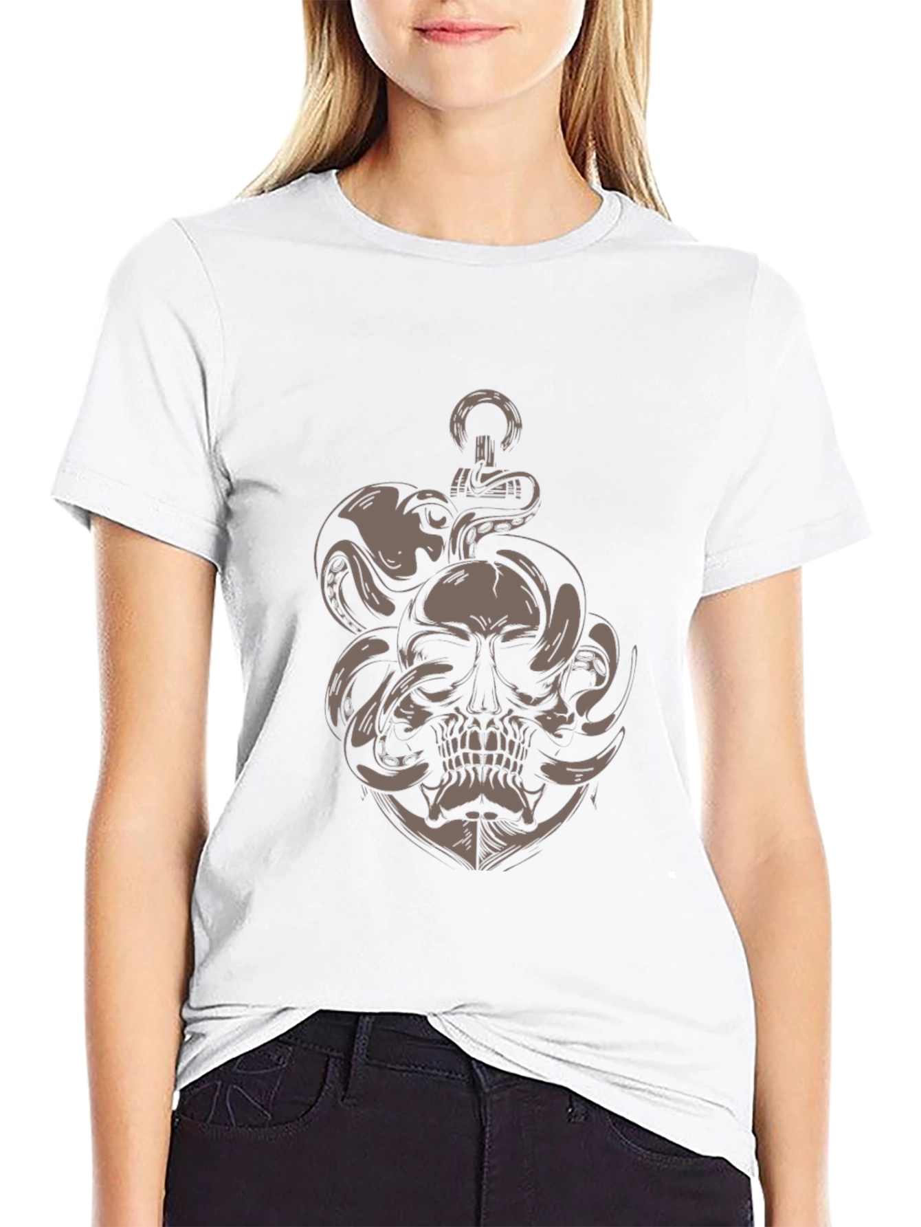 Skull Octopus Anchor Graphic Tee