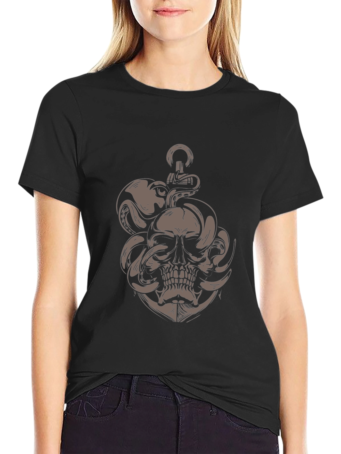 Skull Octopus Anchor Graphic Tee