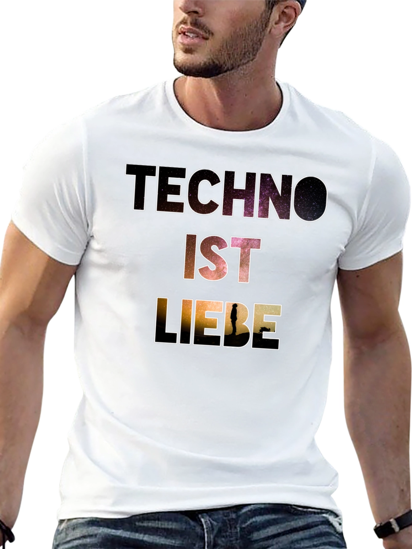 Techno Ist Liebe T-Shirt - Galaxy Design