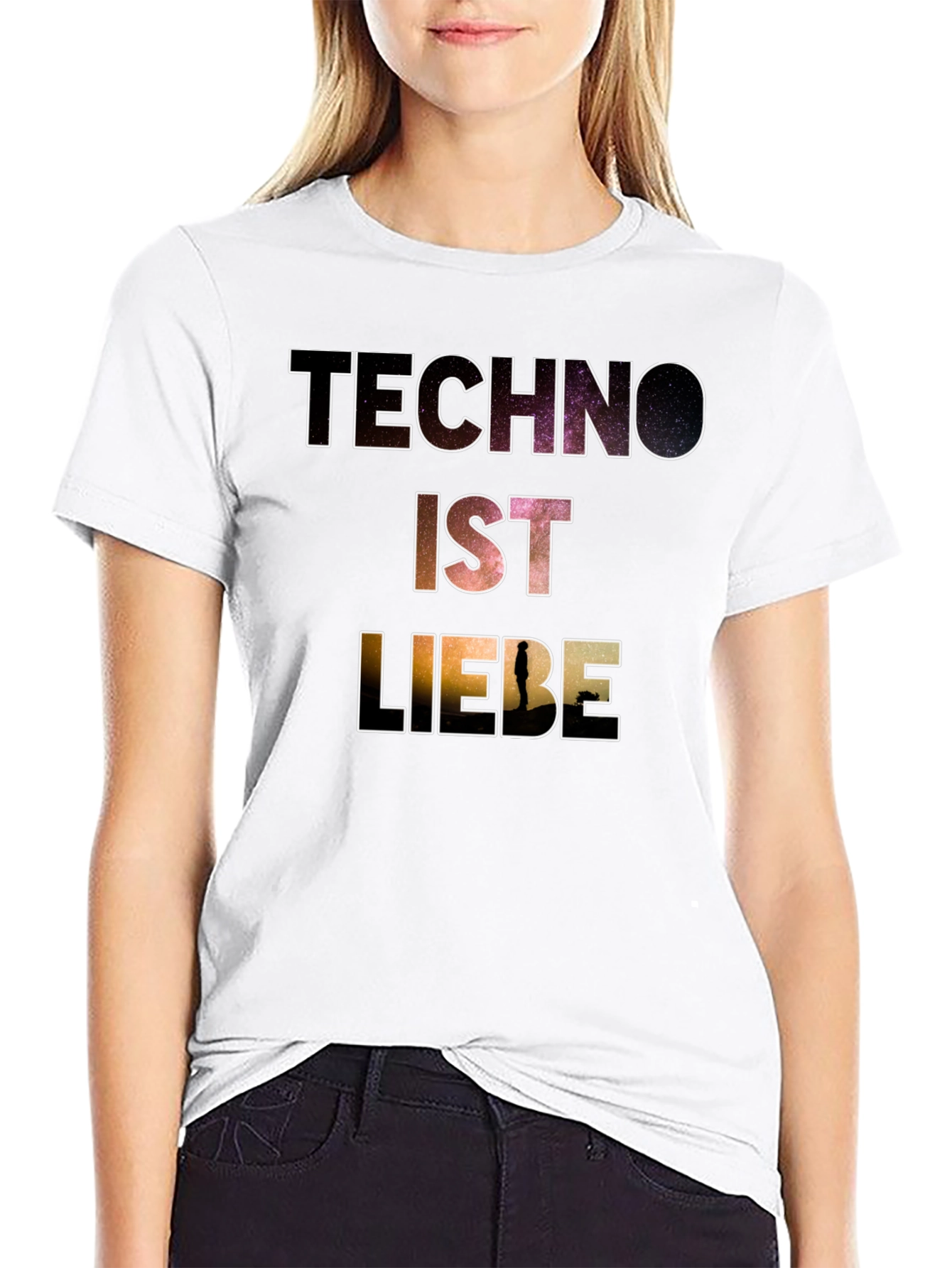 Techno Ist Liebe T-Shirt - Galaxy Design