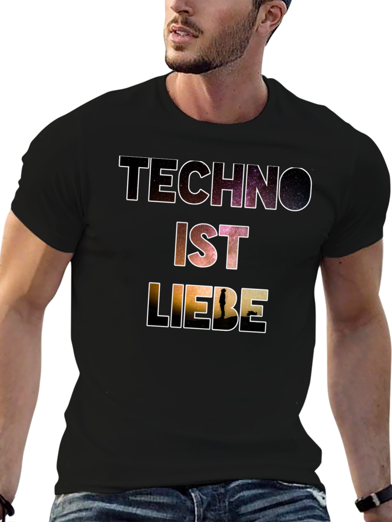 Techno Ist Liebe T-Shirt - Galaxy Design