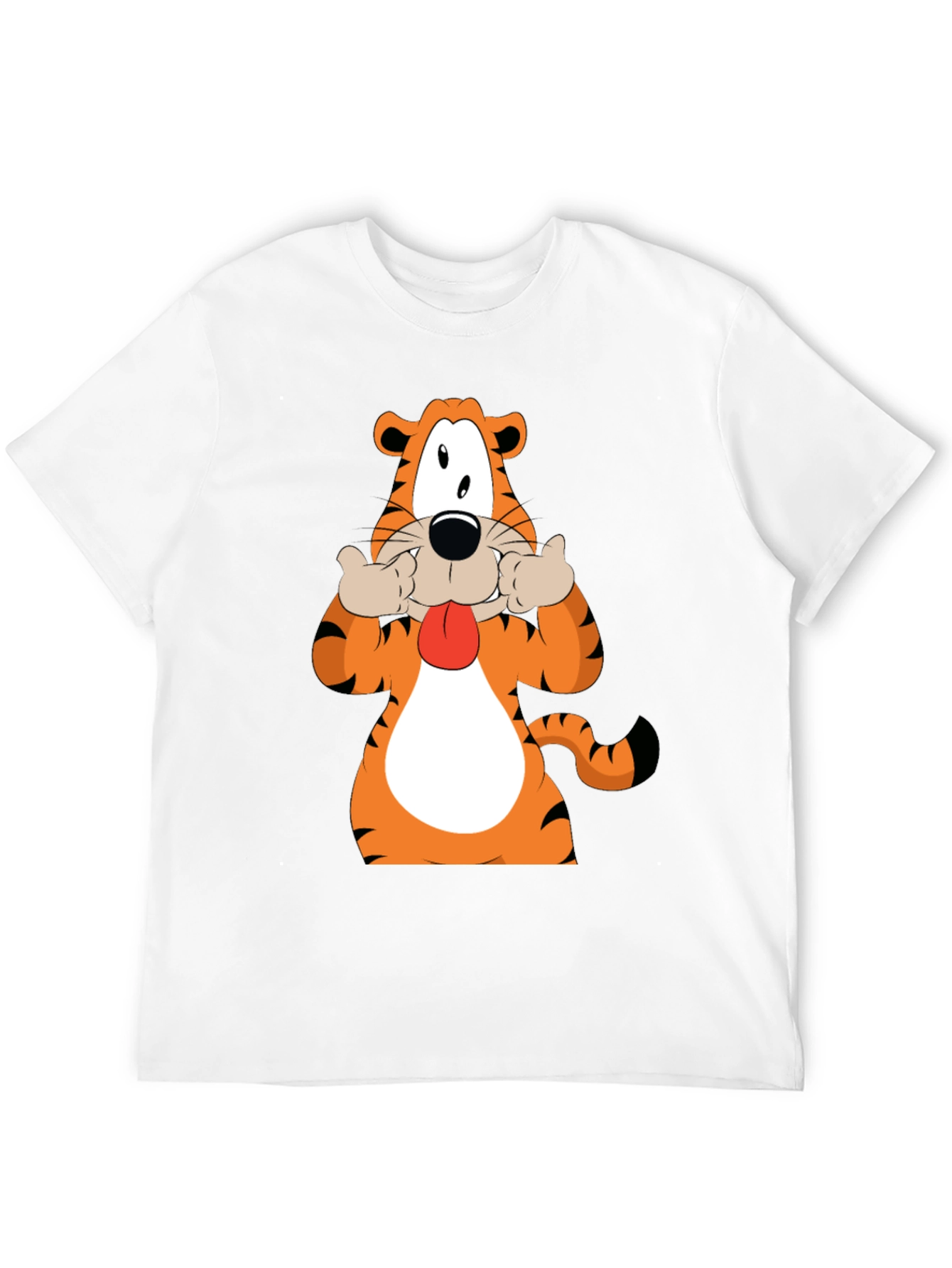 Funny Cartoon Tiger Graphic Black T-Shirt