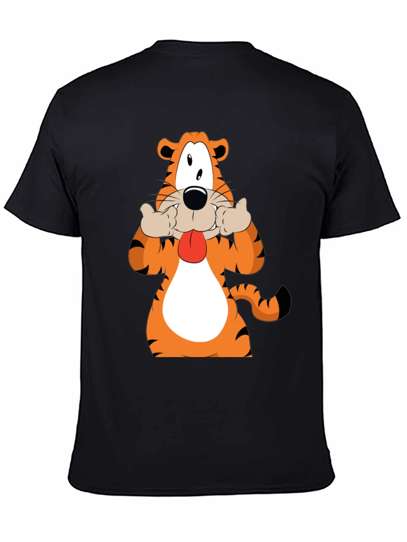 Funny Cartoon Tiger Graphic Black T-Shirt