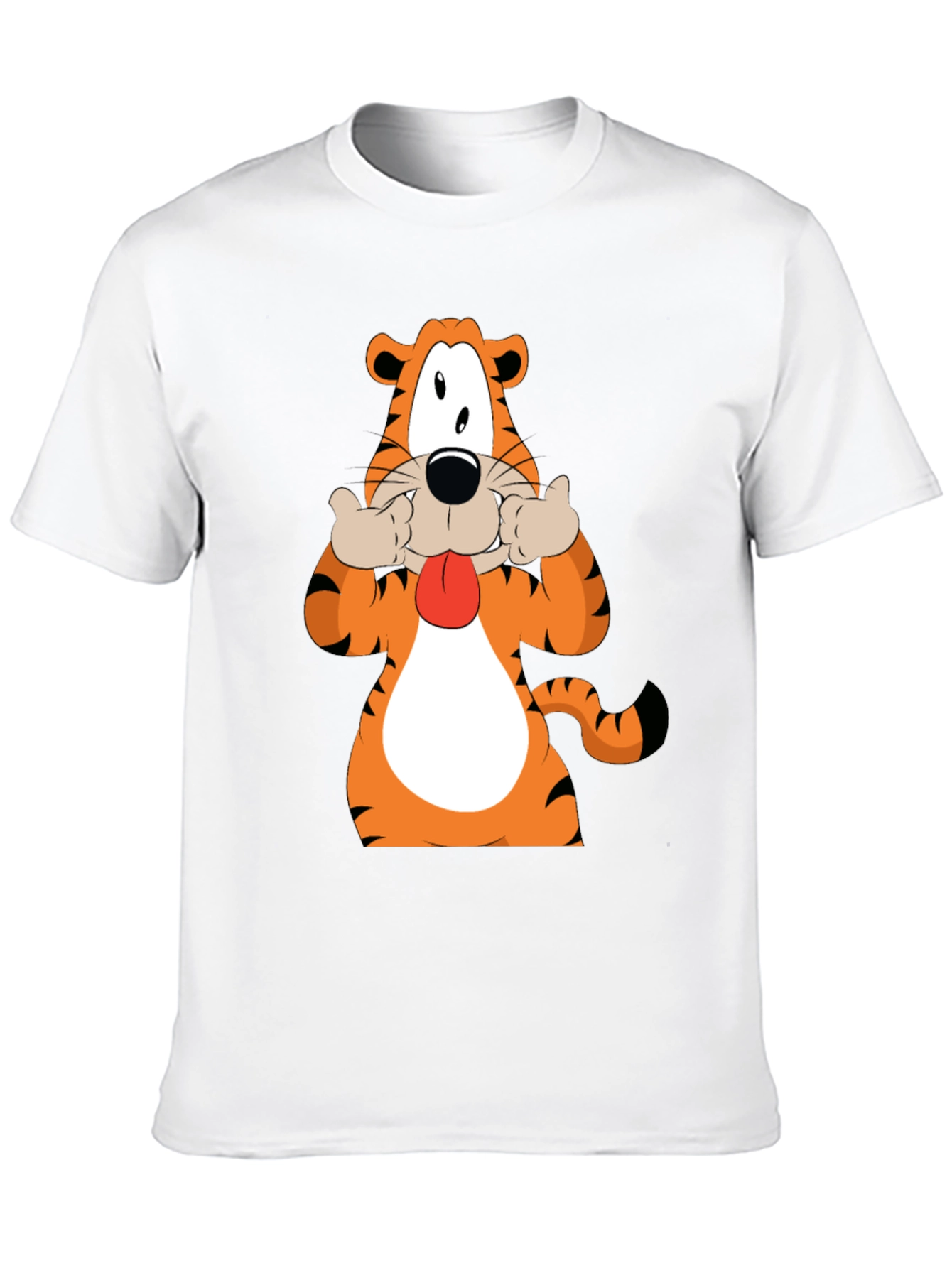 Funny Cartoon Tiger Graphic Black T-Shirt