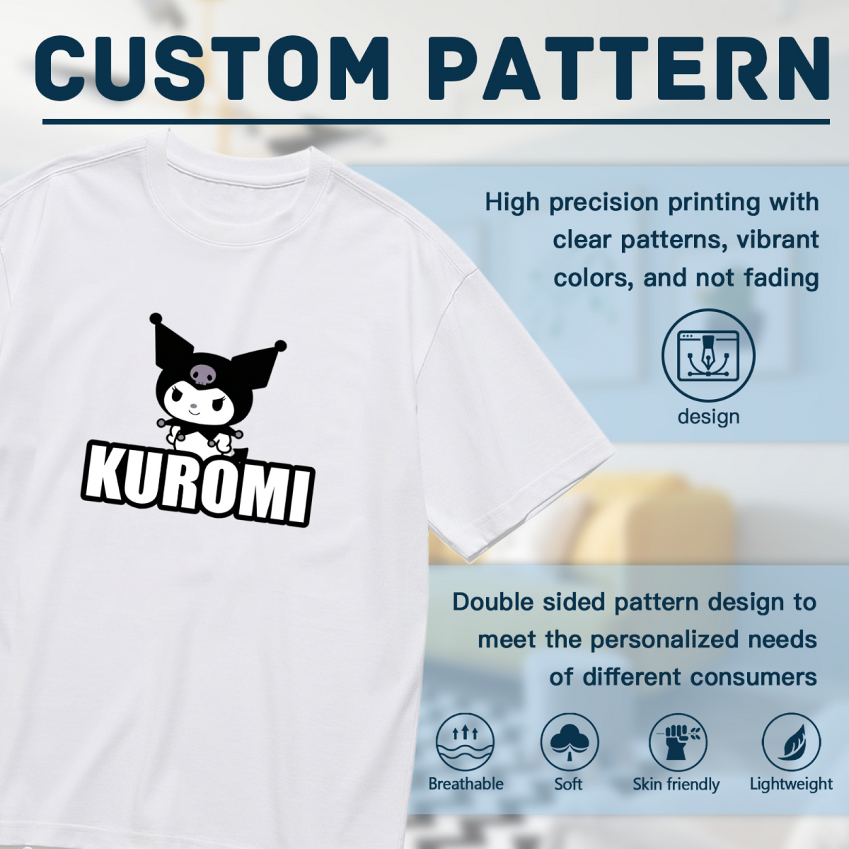 Bold Kuromi Letter Print Trendy Plus?Size Women Casual T?Shirt