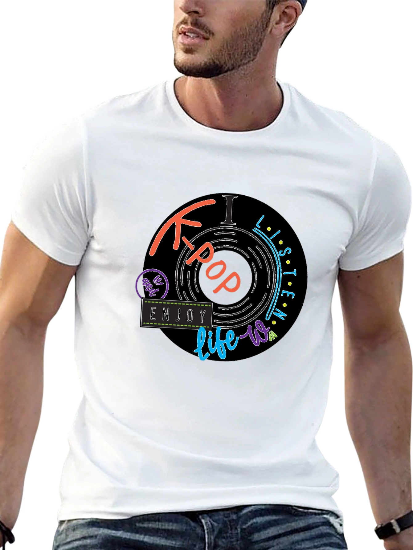 K-Pop Vinyl Record Design T-Shirt