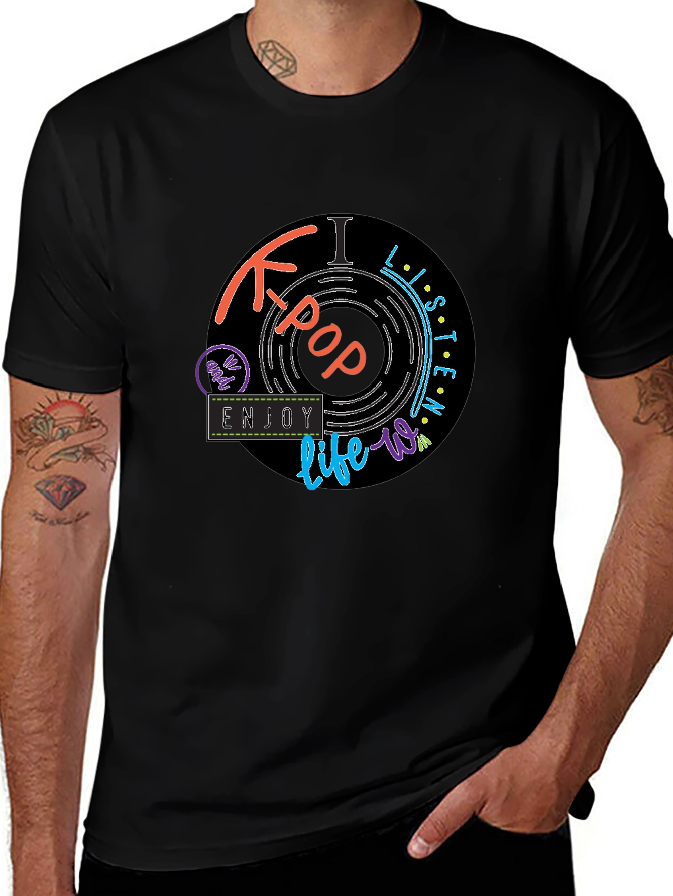 K-Pop Vinyl Record Design T-Shirt