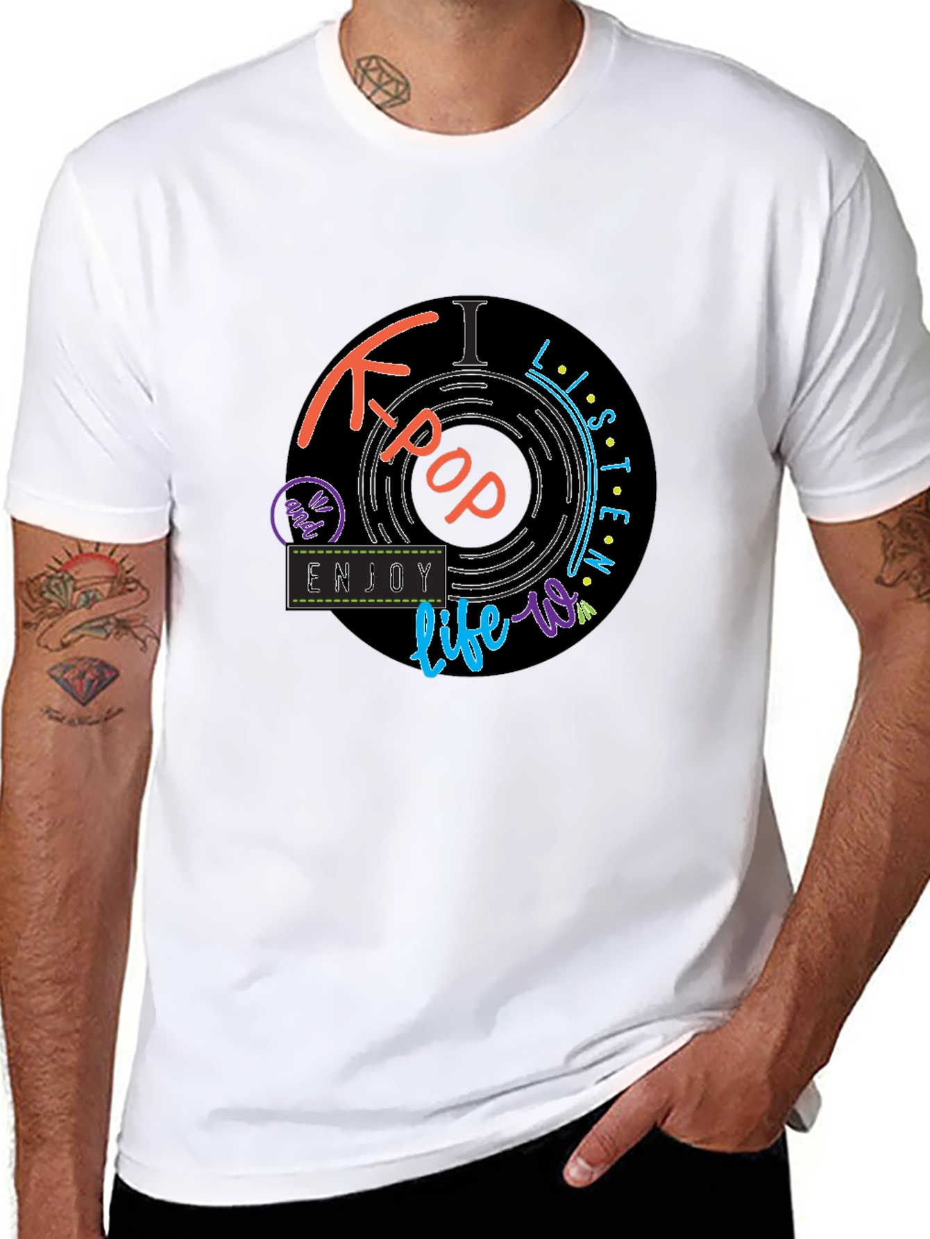 K-Pop Vinyl Record Design T-Shirt