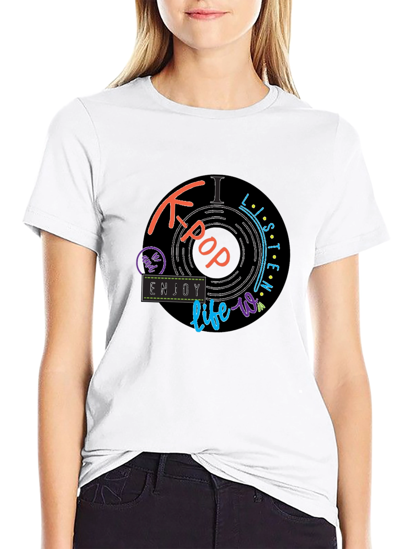 K-Pop Vinyl Record Design T-Shirt