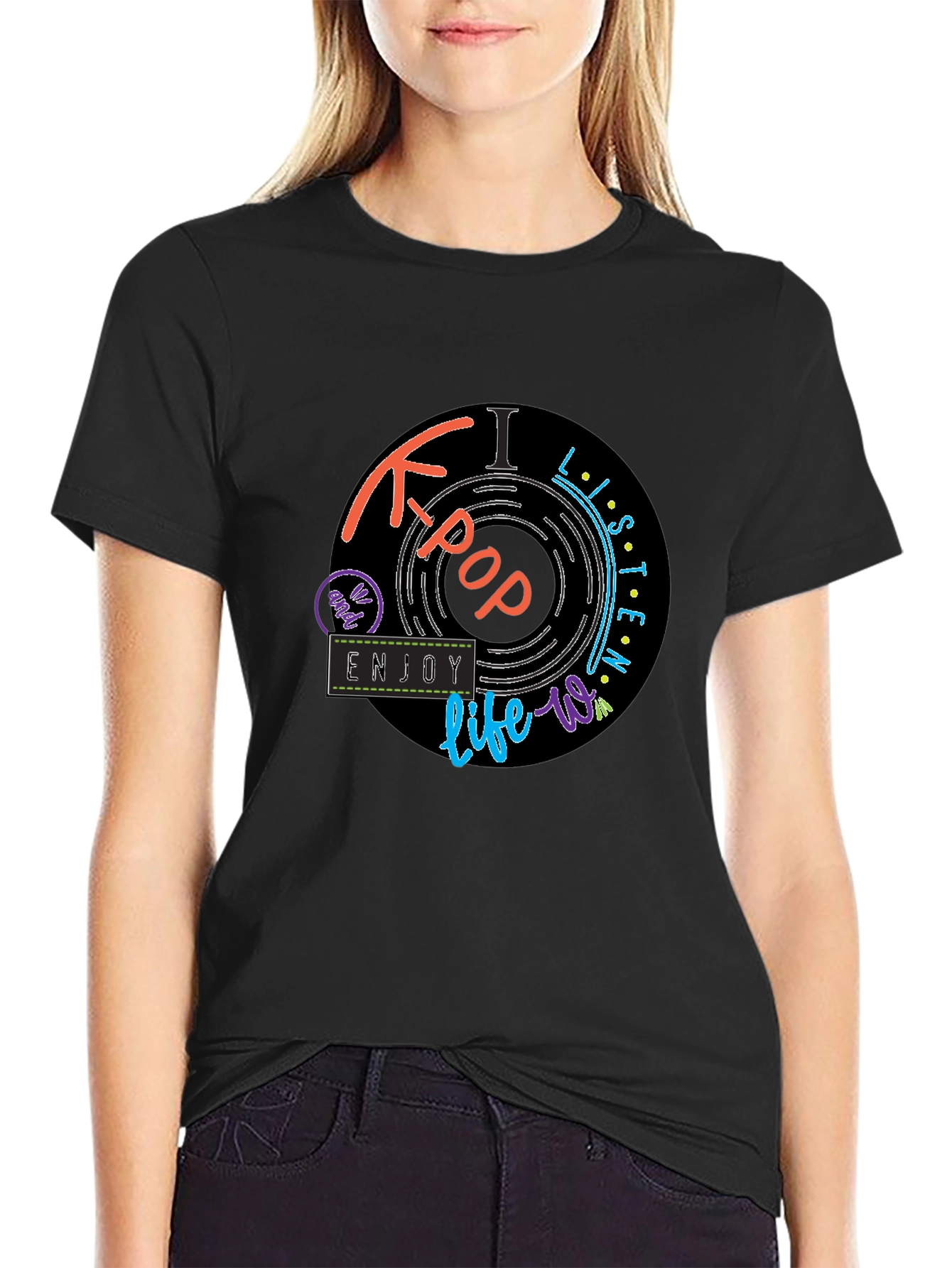K-Pop Vinyl Record Design T-Shirt