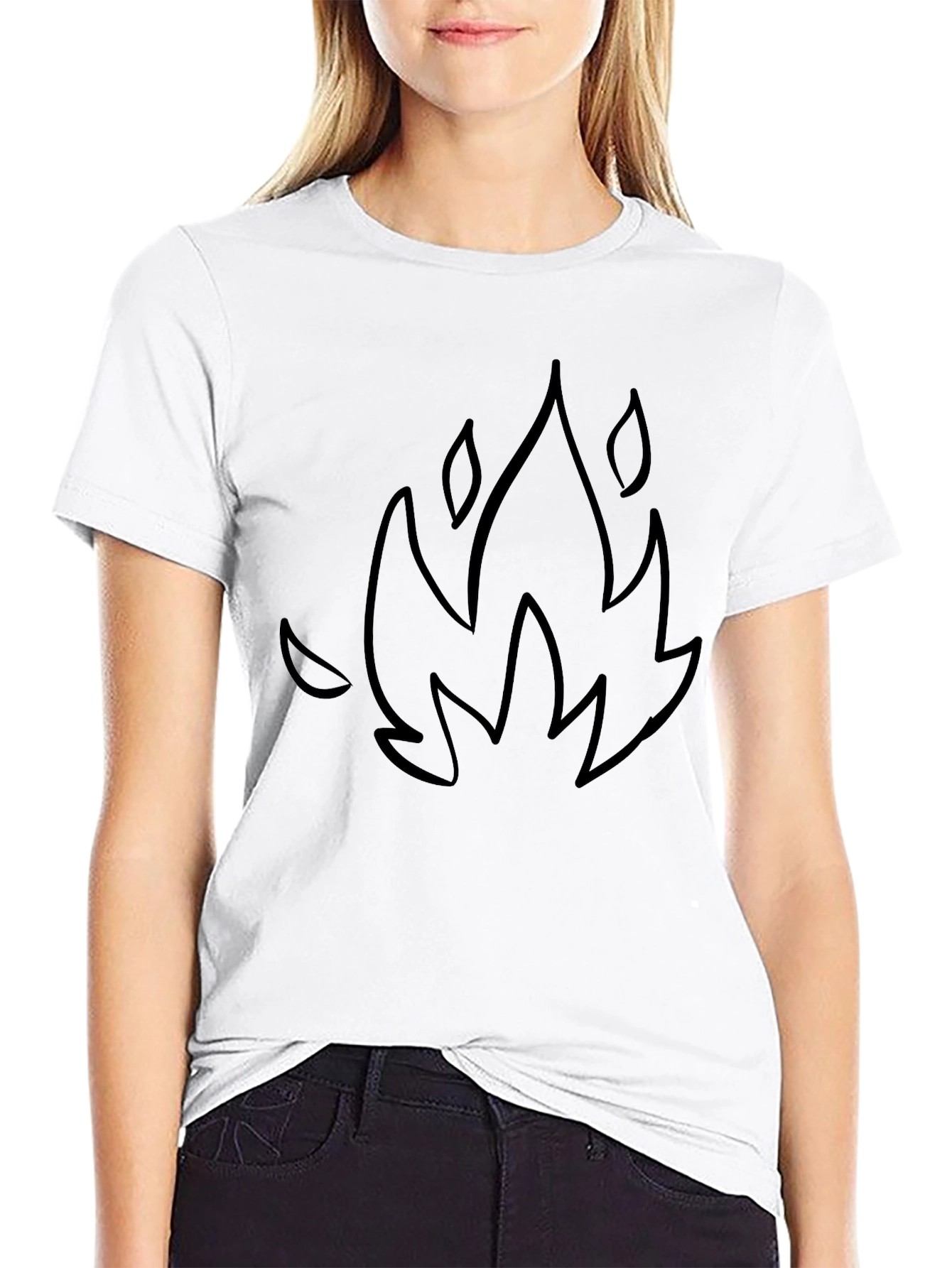 Flame Graphic Tee - Black Cotton Blend T-Shirt