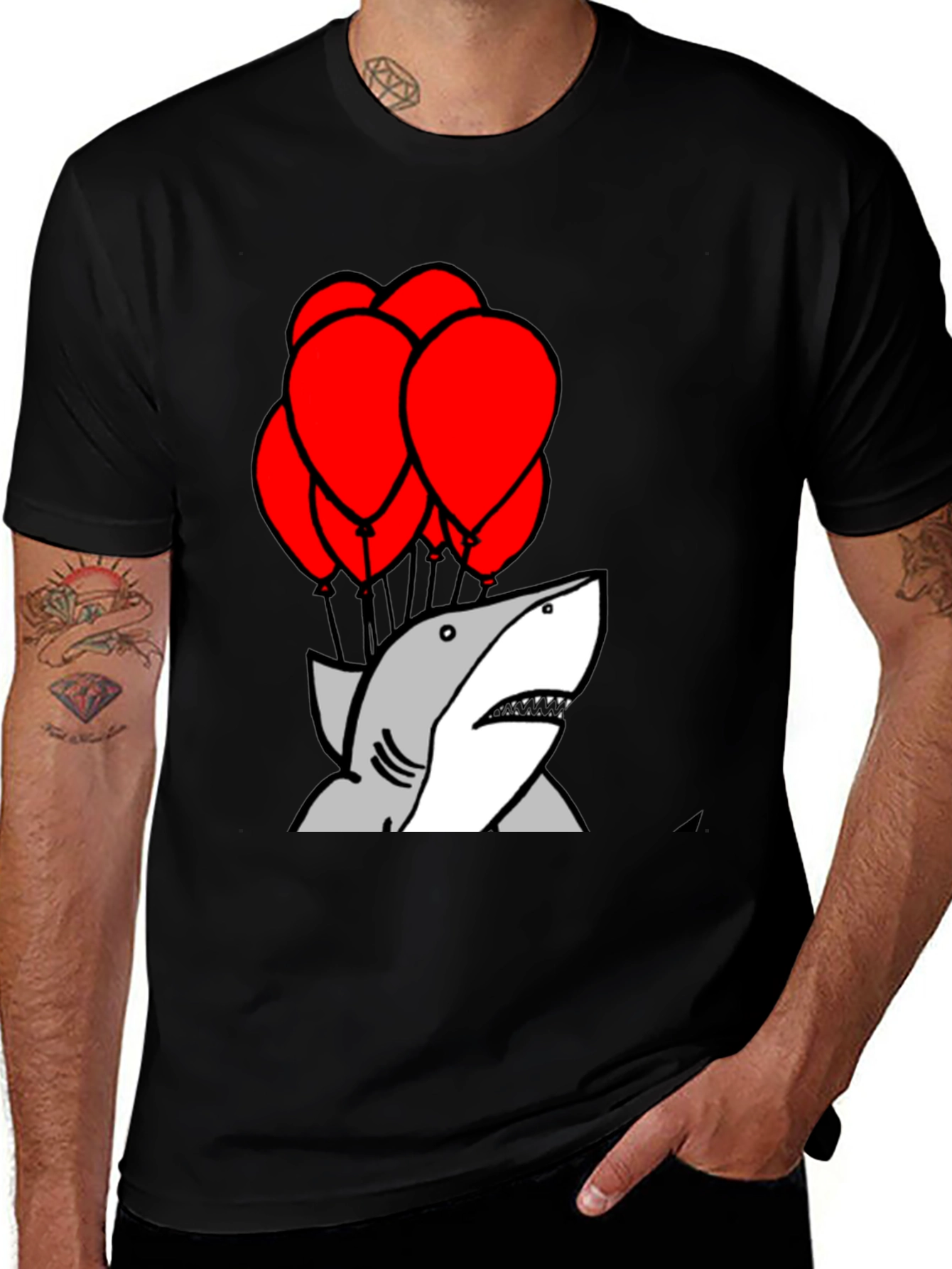 Shark With Balloons Graphic T-Shirt