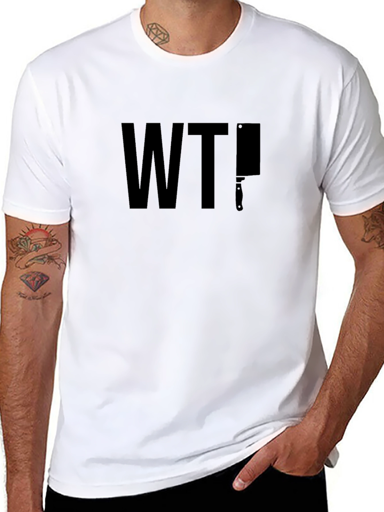 WTF Cleaver Graphic Tee - Edgy Black Cotton T-Shirt