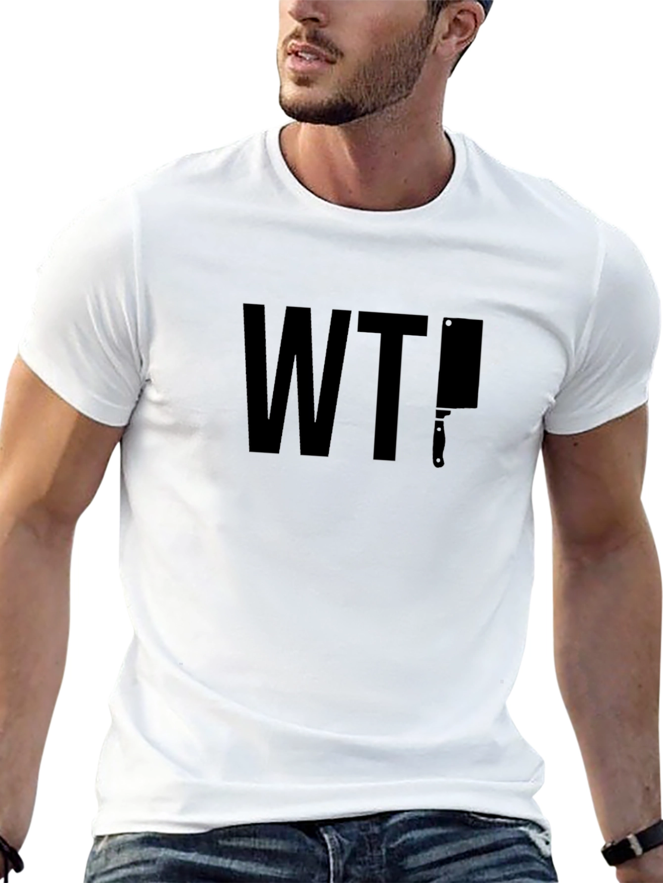 WTF Cleaver Graphic Tee - Edgy Black Cotton T-Shirt