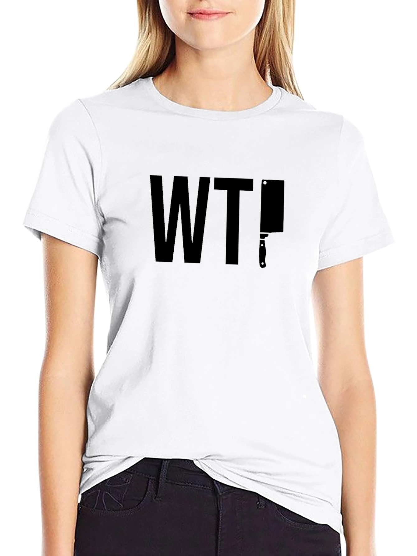 WTF Cleaver Graphic Tee - Edgy Black Cotton T-Shirt