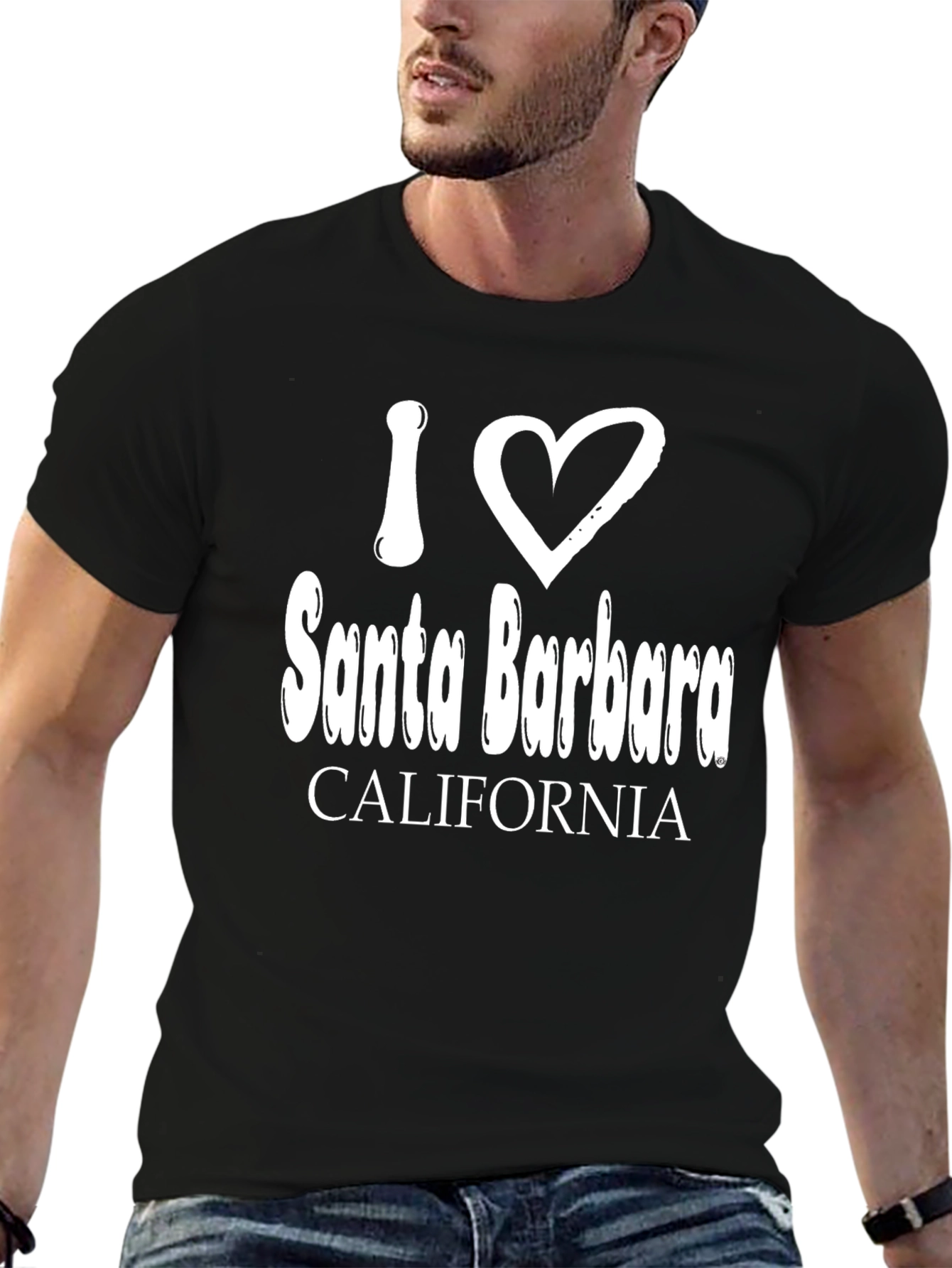 I Love Santa Barbara Black T-Shirt