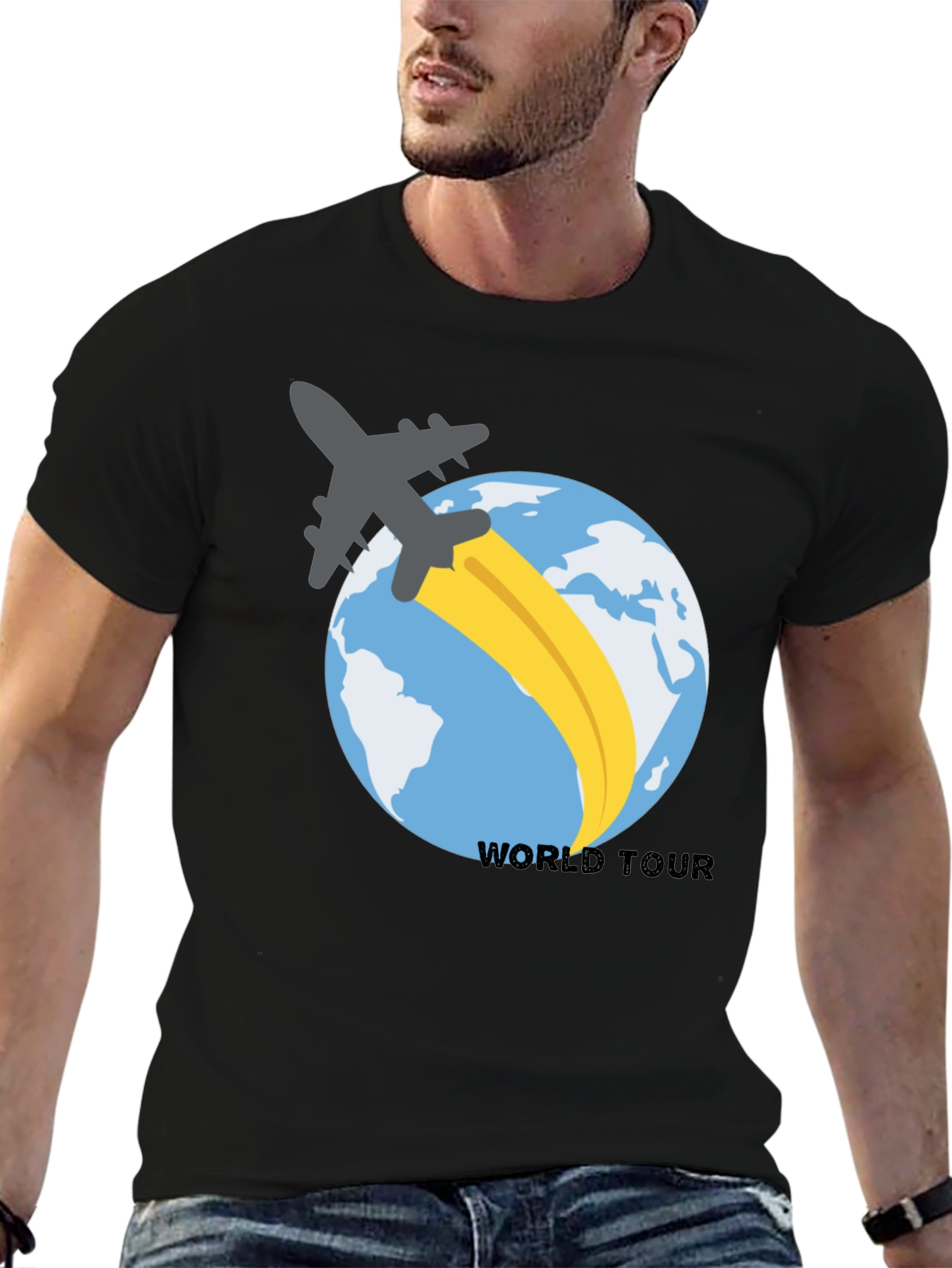 World Tour Plane Graphic Tee - Black