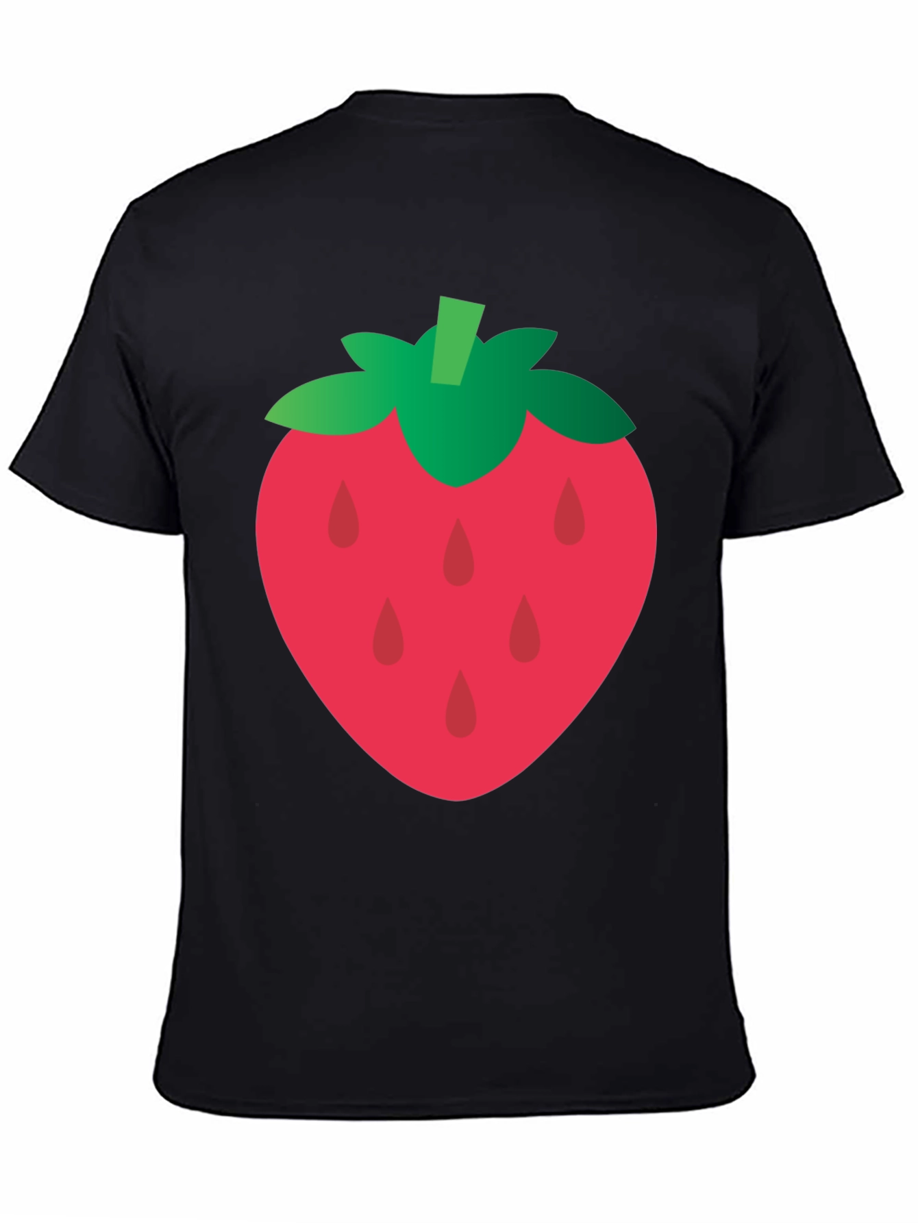 Strawberry Graphic Tee - Casual Black T-Shirt