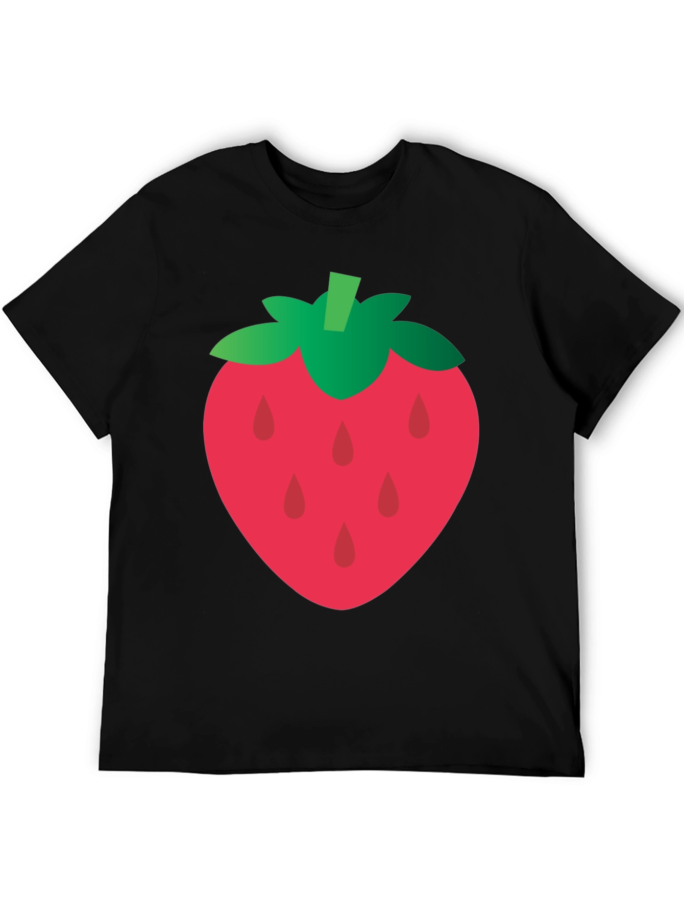 Strawberry Graphic Tee - Casual Black T-Shirt