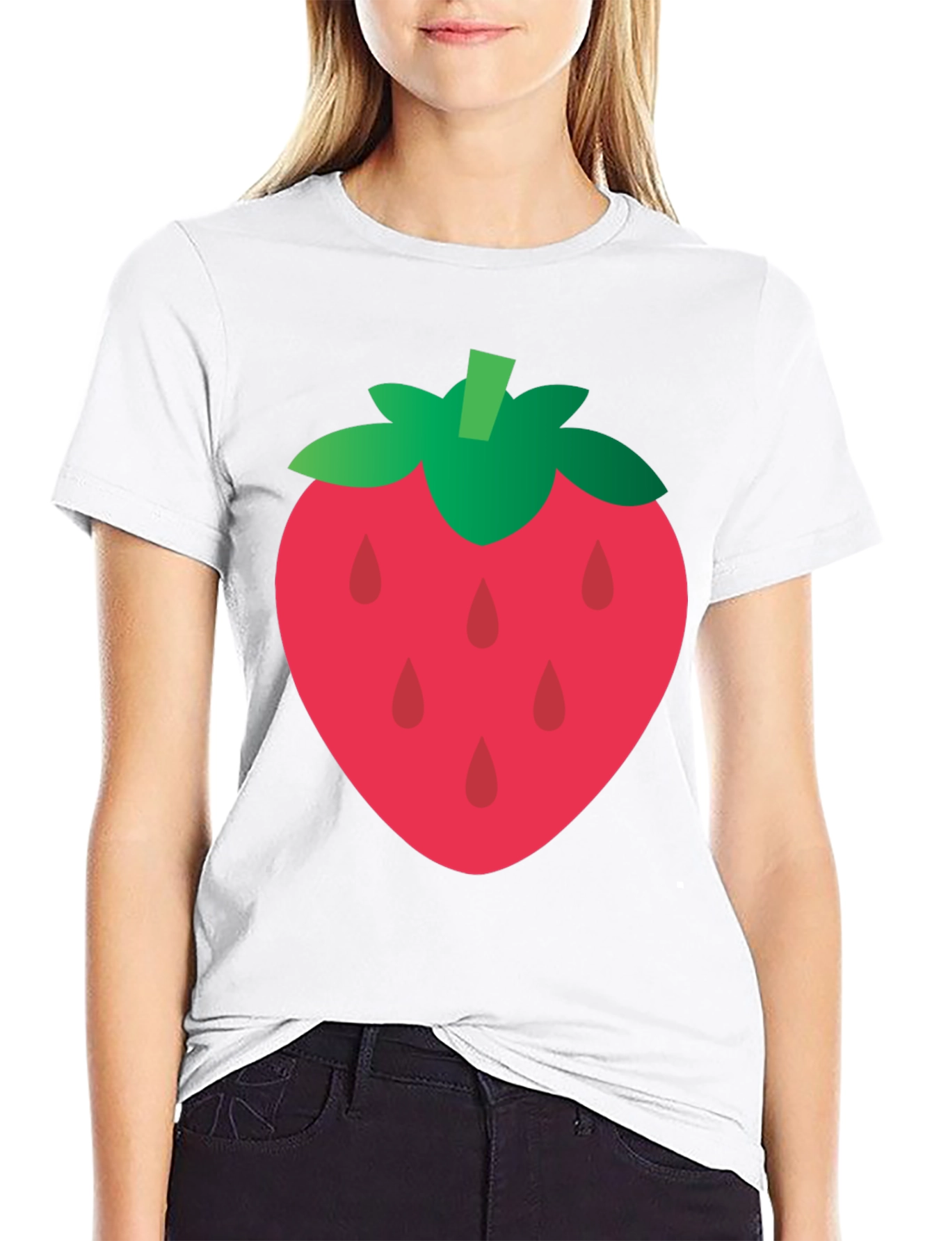 Strawberry Graphic Tee - Casual Black T-Shirt