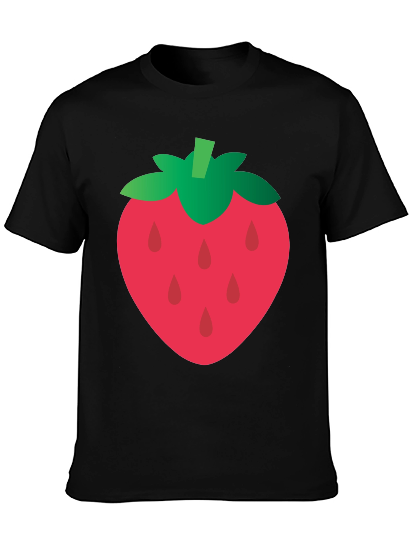 Strawberry Graphic Tee - Casual Black T-Shirt