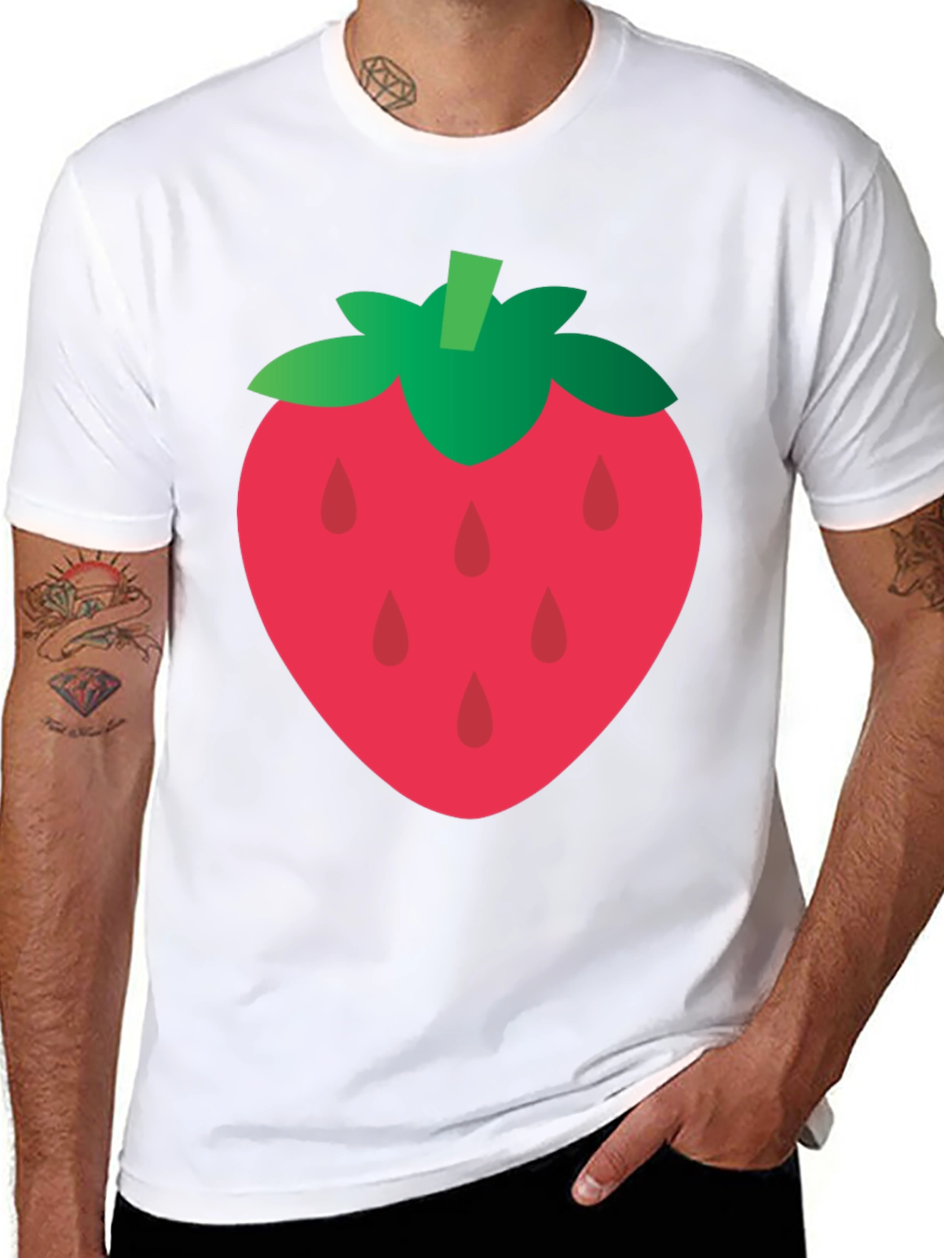 Strawberry Graphic Tee - Casual Black T-Shirt