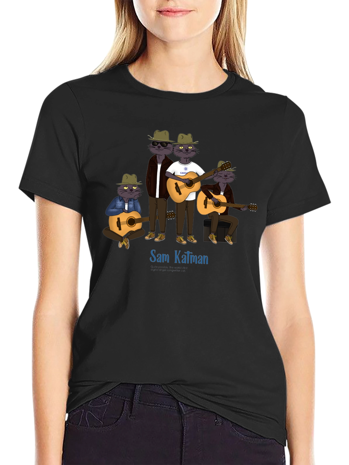 Sam Kalman Cat Band T-Shirt - Black