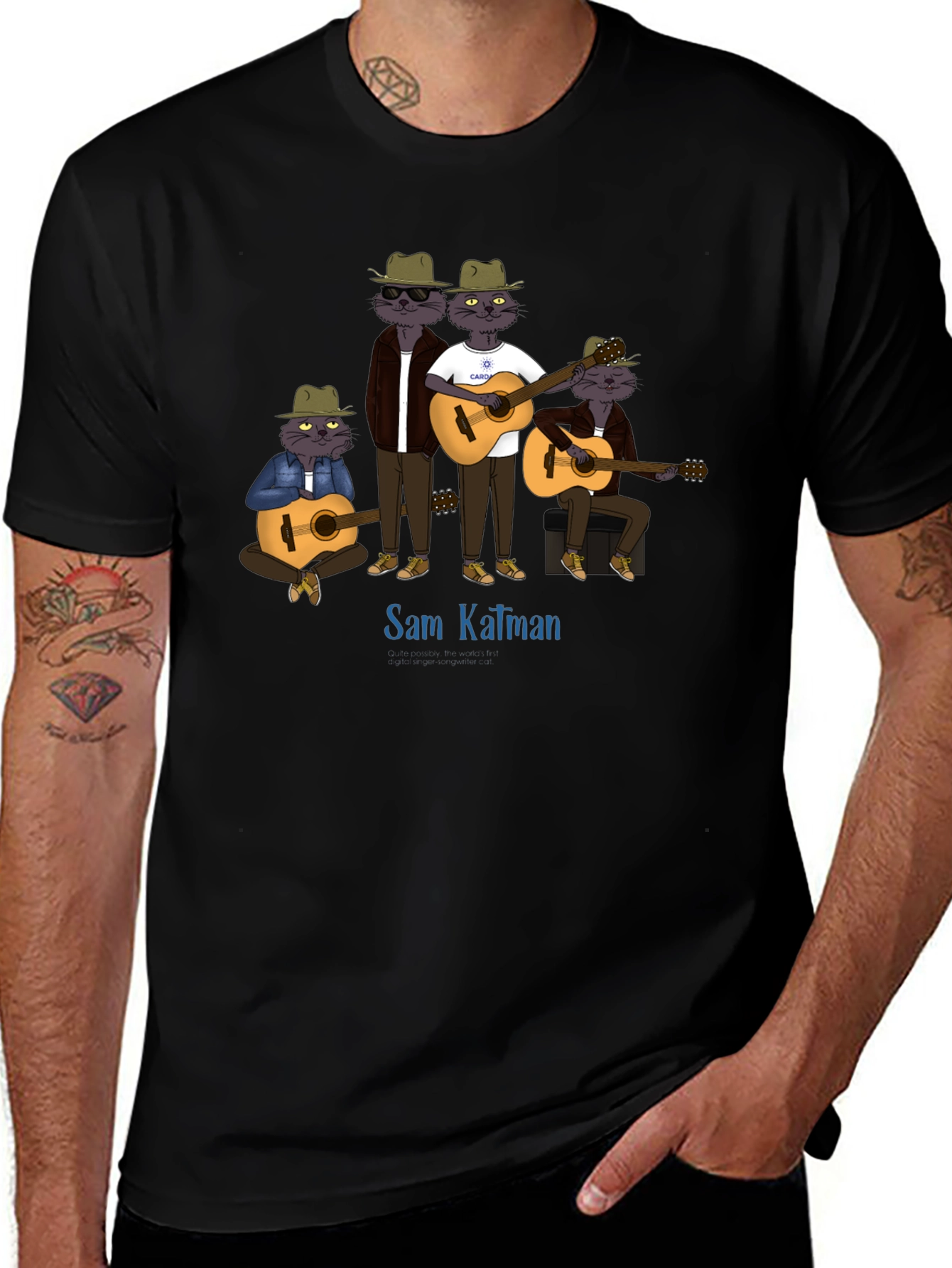 Sam Kalman Cat Band T-Shirt - Black