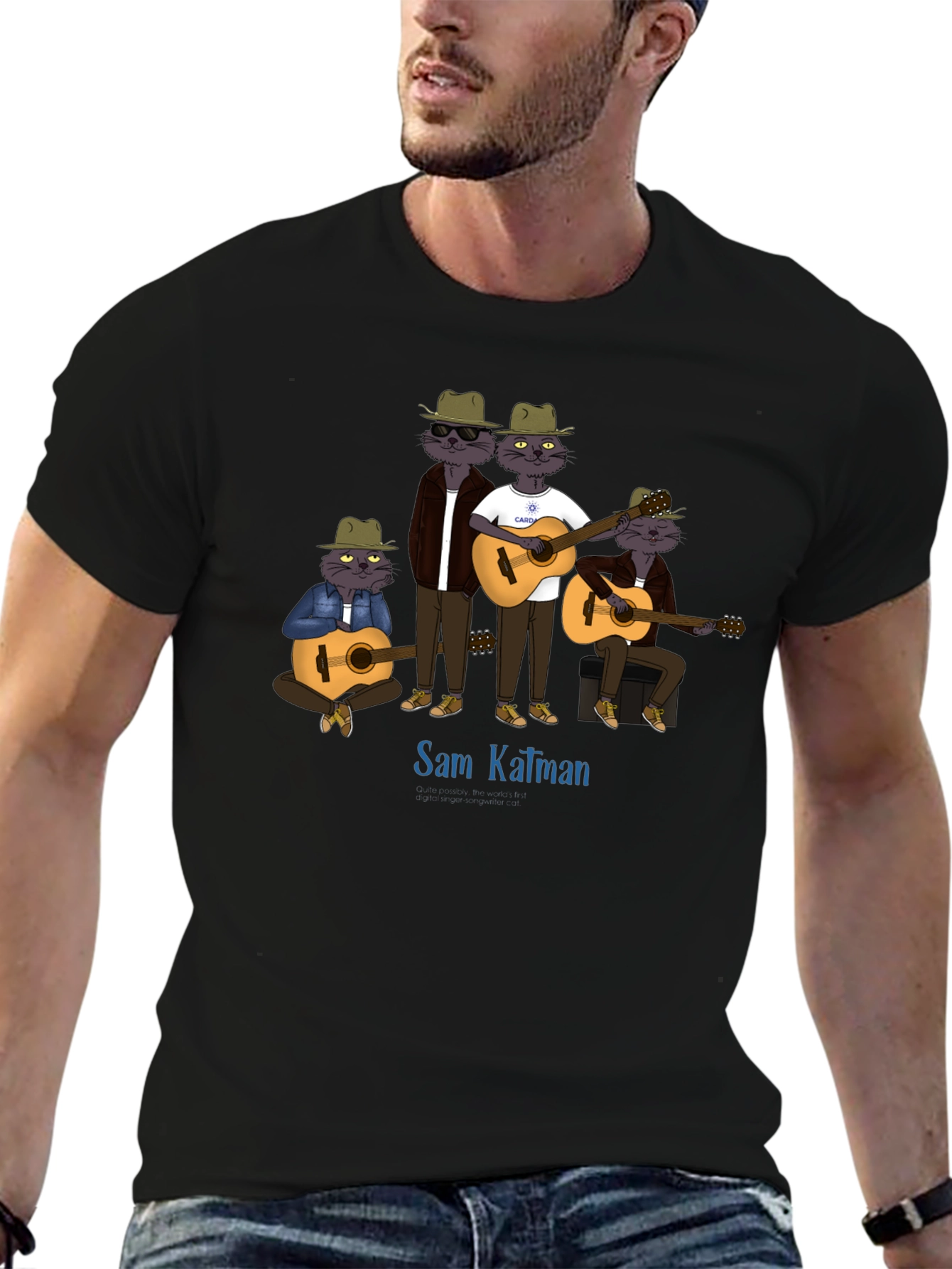 Sam Kalman Cat Band T-Shirt - Black